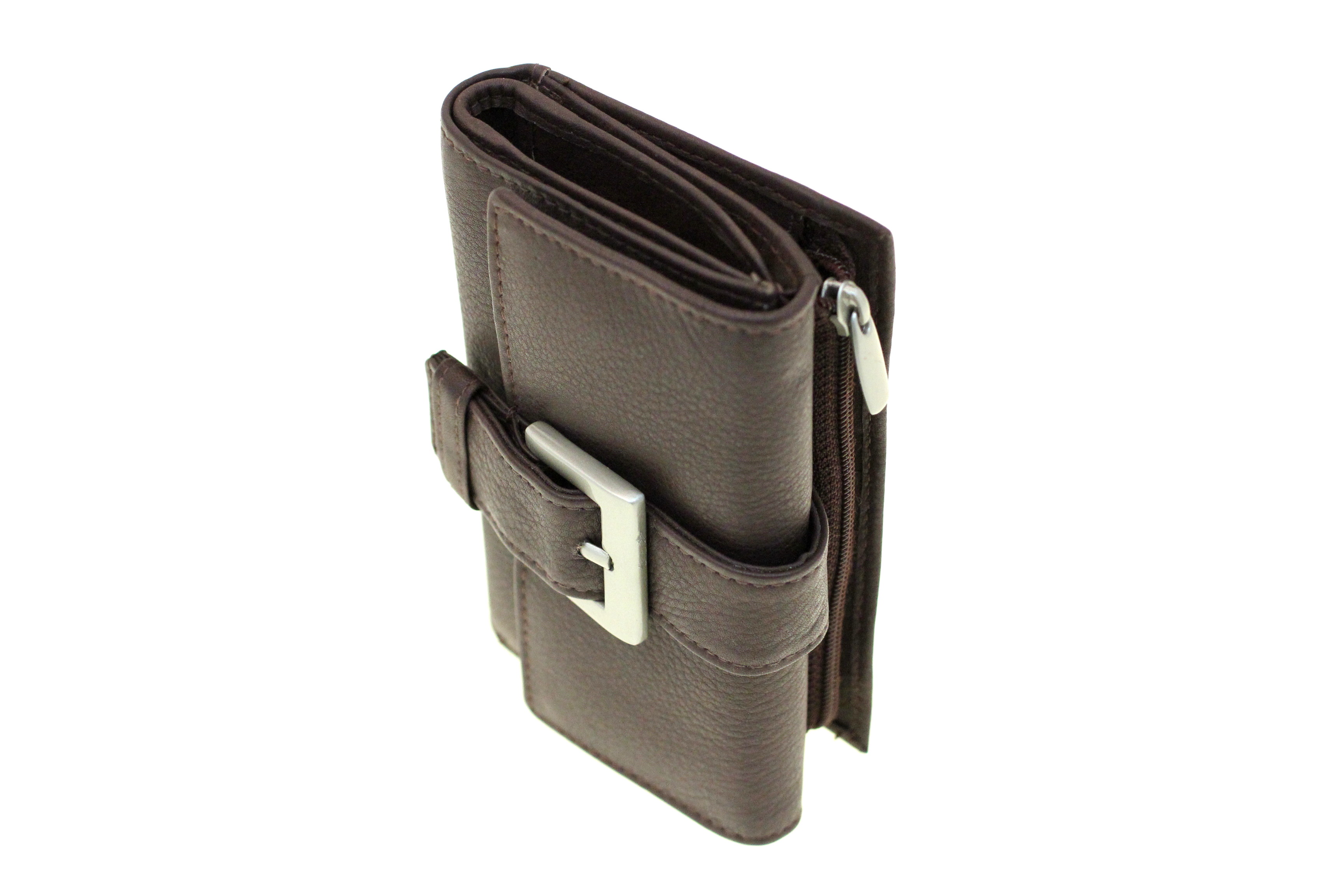 Womens Leather Wallet Small Trifold Snap Closure Compact Cowhide