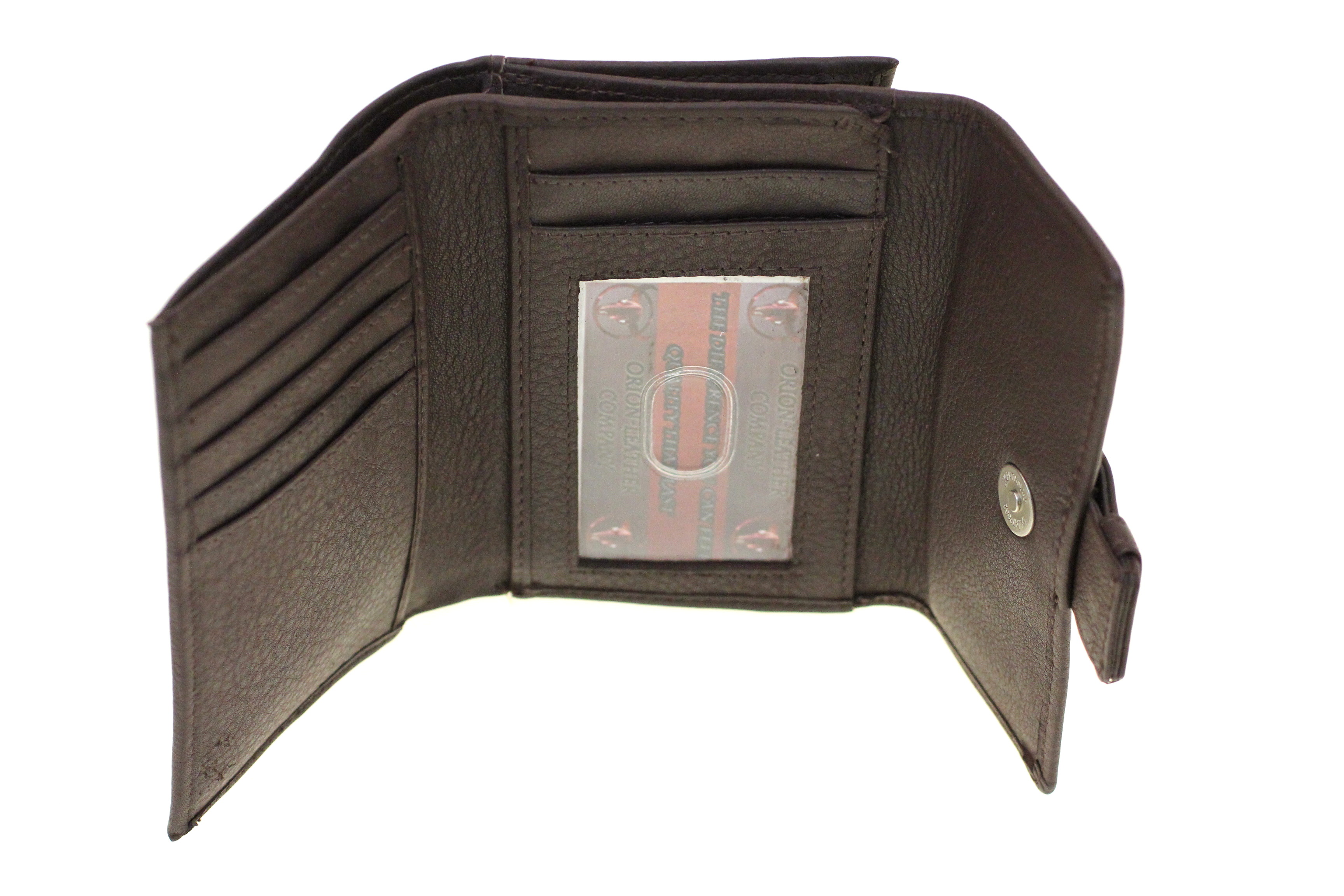 Womens Leather Wallet Small Trifold Snap Closure Compact Cowhide