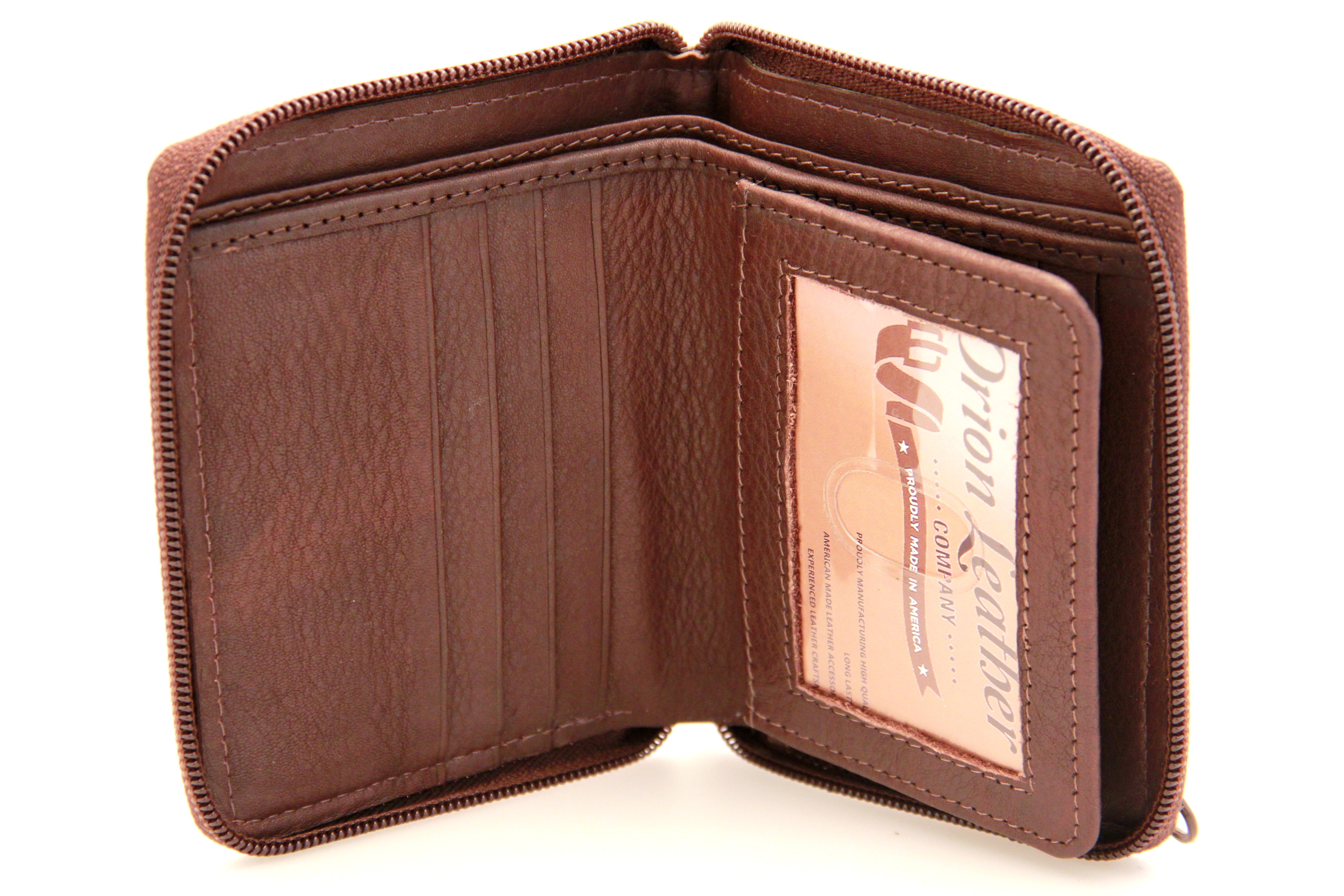 Women's Wallet Bifold Center Flap Zip Around Genuine Leather Exterior ID New eBay