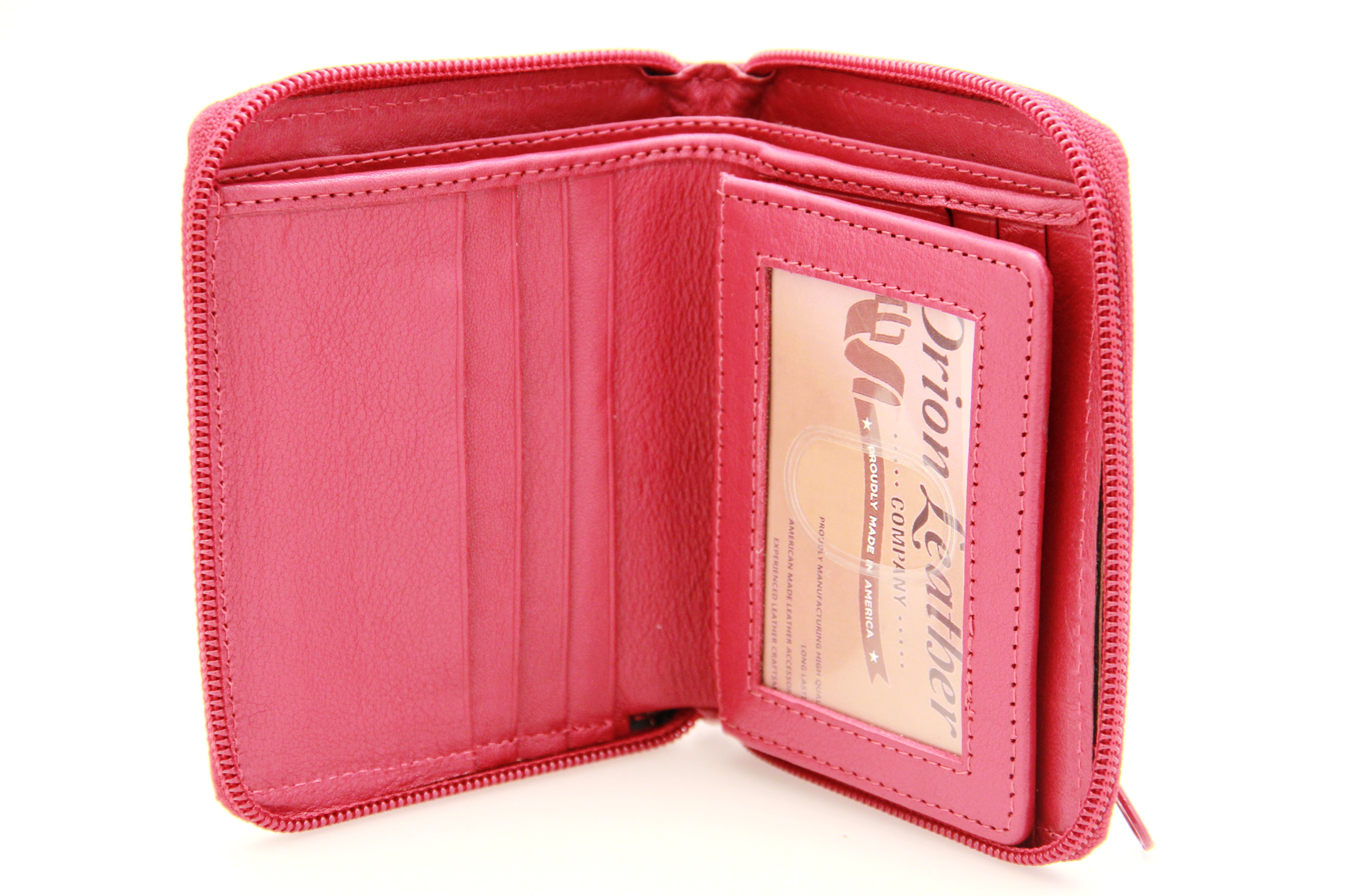 Women's Wallet Bifold Center Flap Zip Around Genuine Leather Exterior ID New eBay