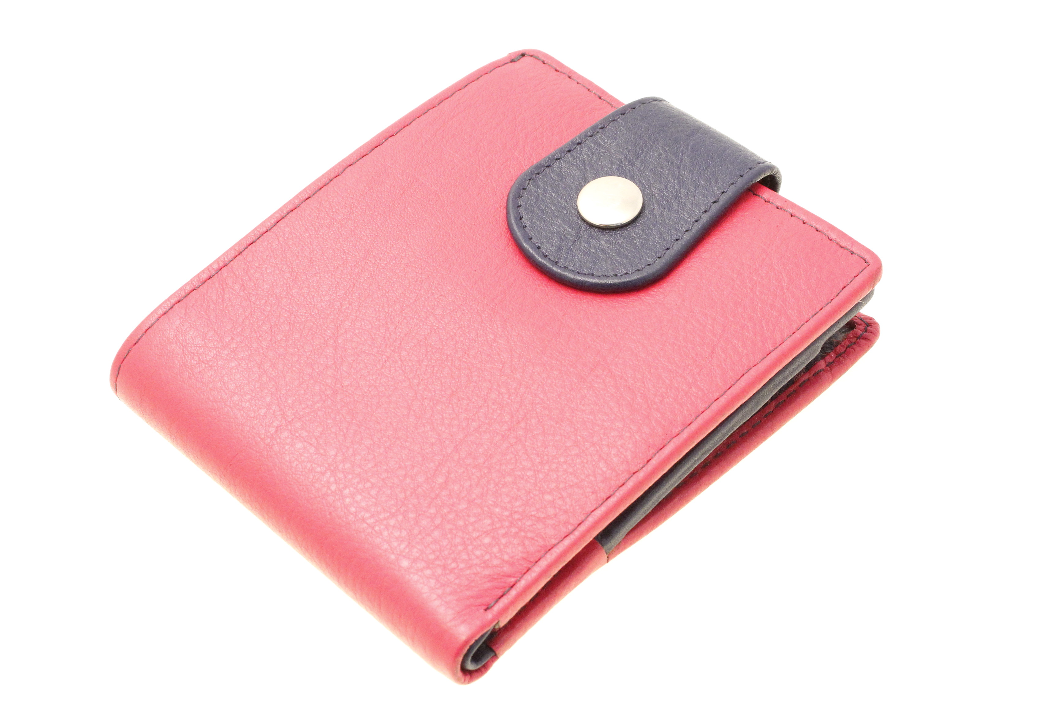 Women's Wallet Leather Bifold Snap Closed Zipper Change Pocket Compact