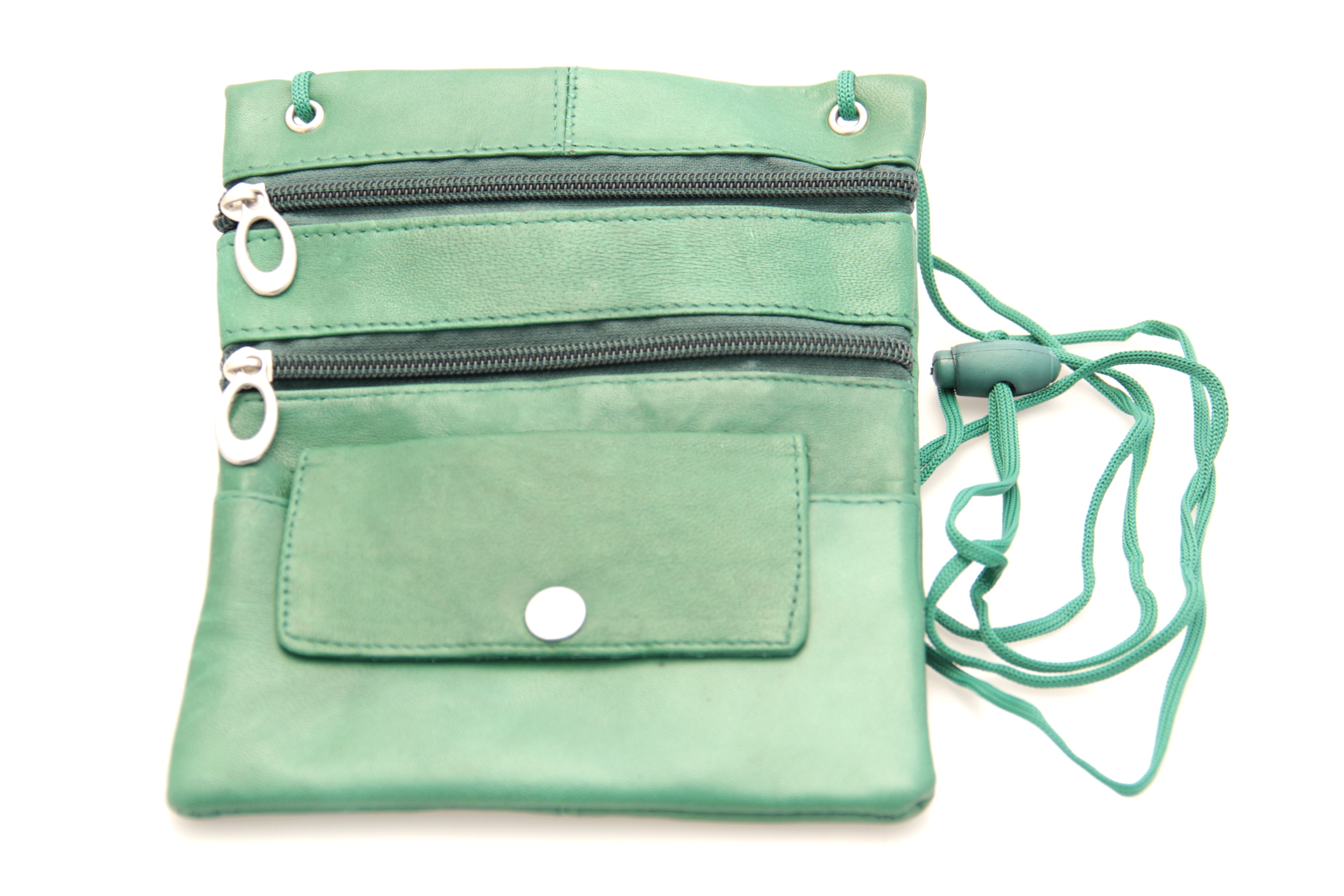 Womens Small Cross Body Bag Fanny Pack Genuine Leather 3 Zipper