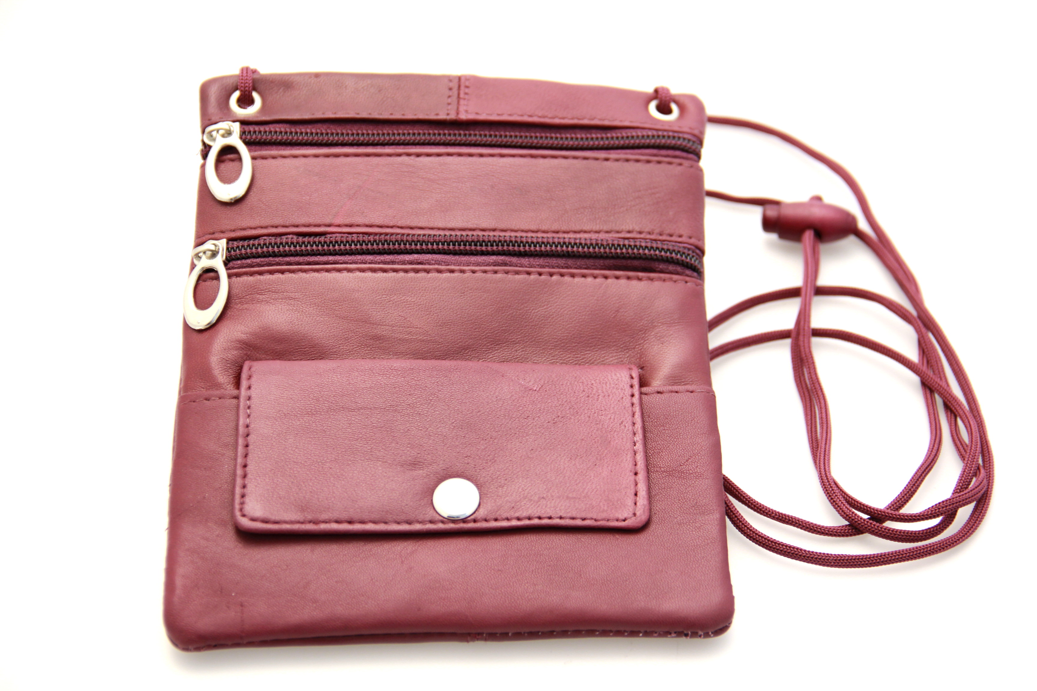 Womens Small Cross Body Bag Fanny Pack Genuine Leather 3 Zipper Compartments New eBay