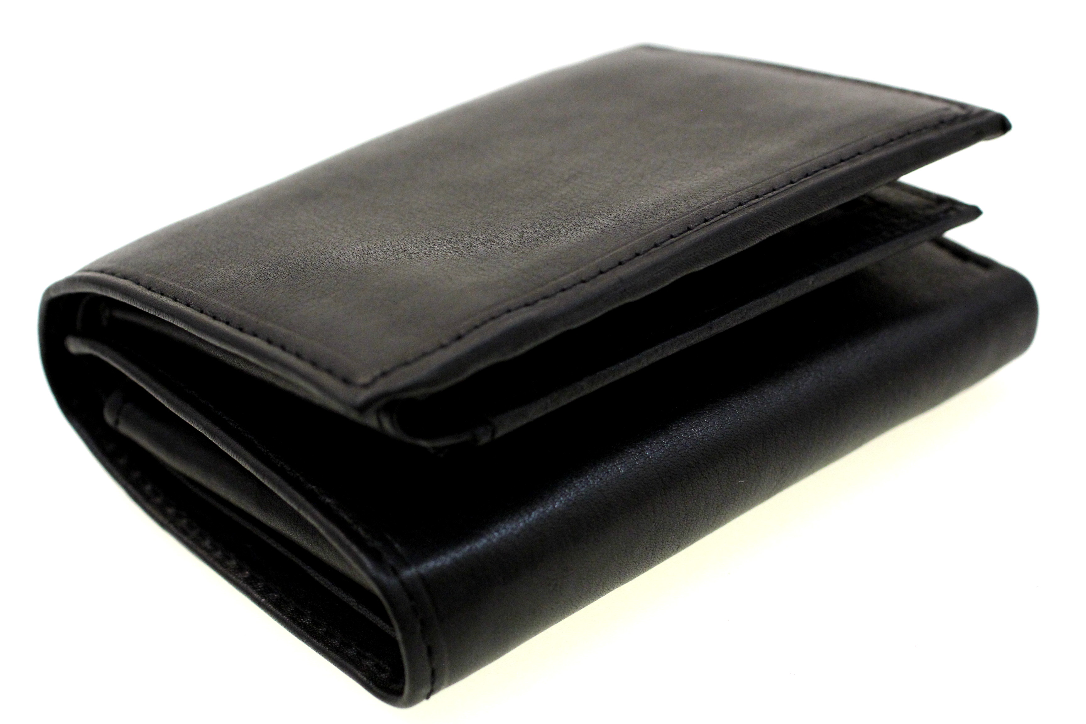 Mens Trifold Wallet Genuine Leather Double Flap Up 5 IDs 8 Credit Cards New