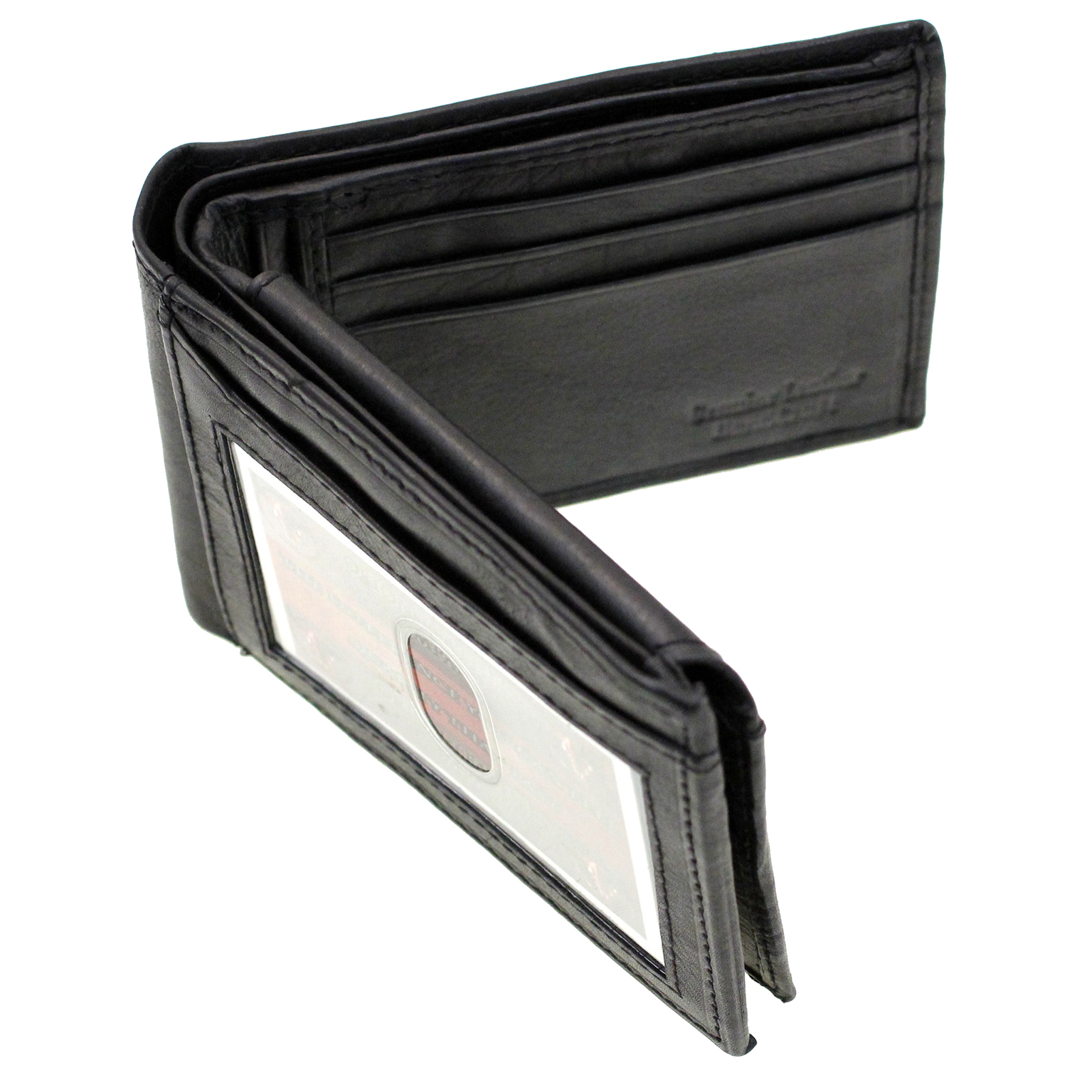 Men Bifold Wallet Genuine Leather ID Outside Flap Up 10 Credit Cards