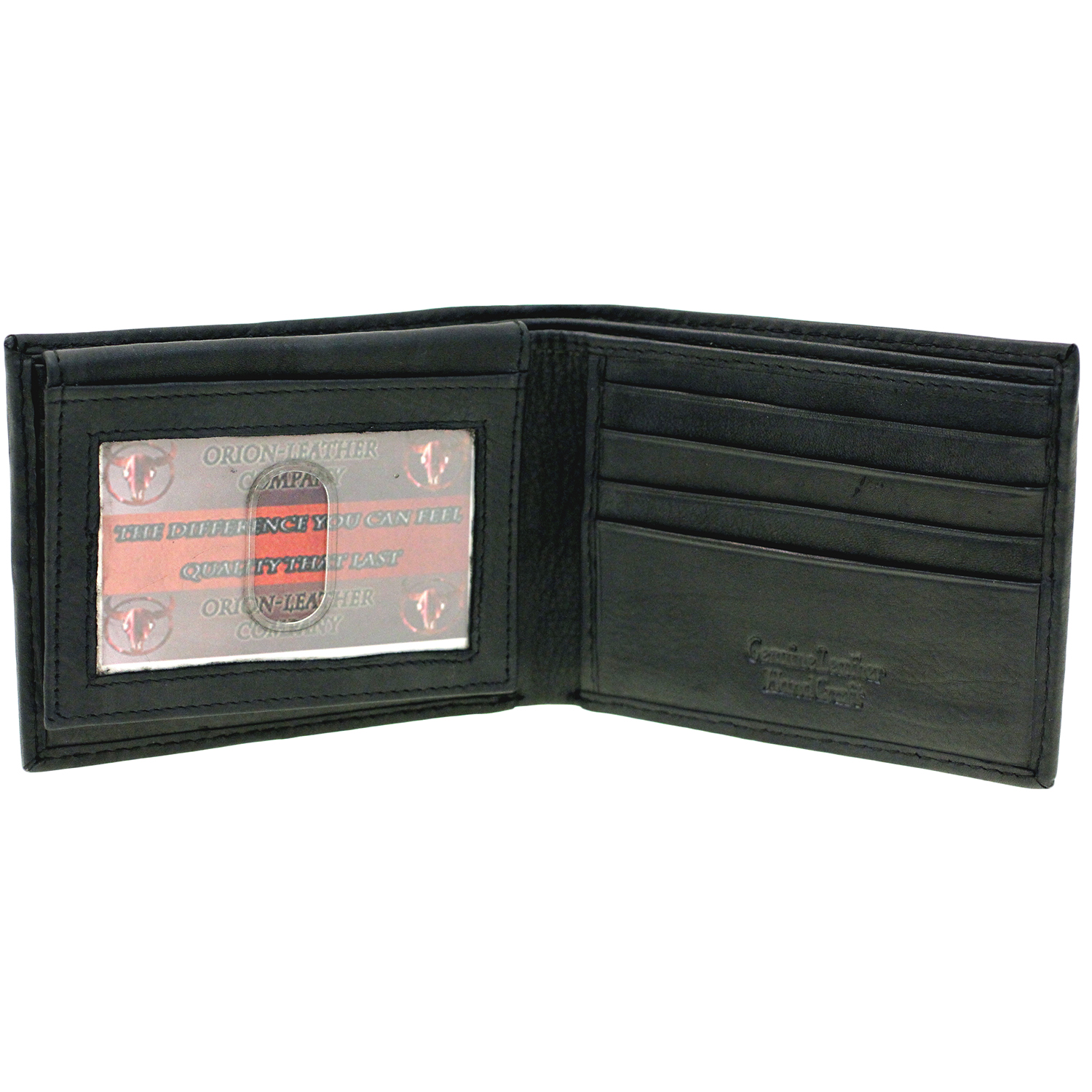 Mens Bifold Wallet Flap Up Hidden Bill Compartment 6 Card Slots Genuine