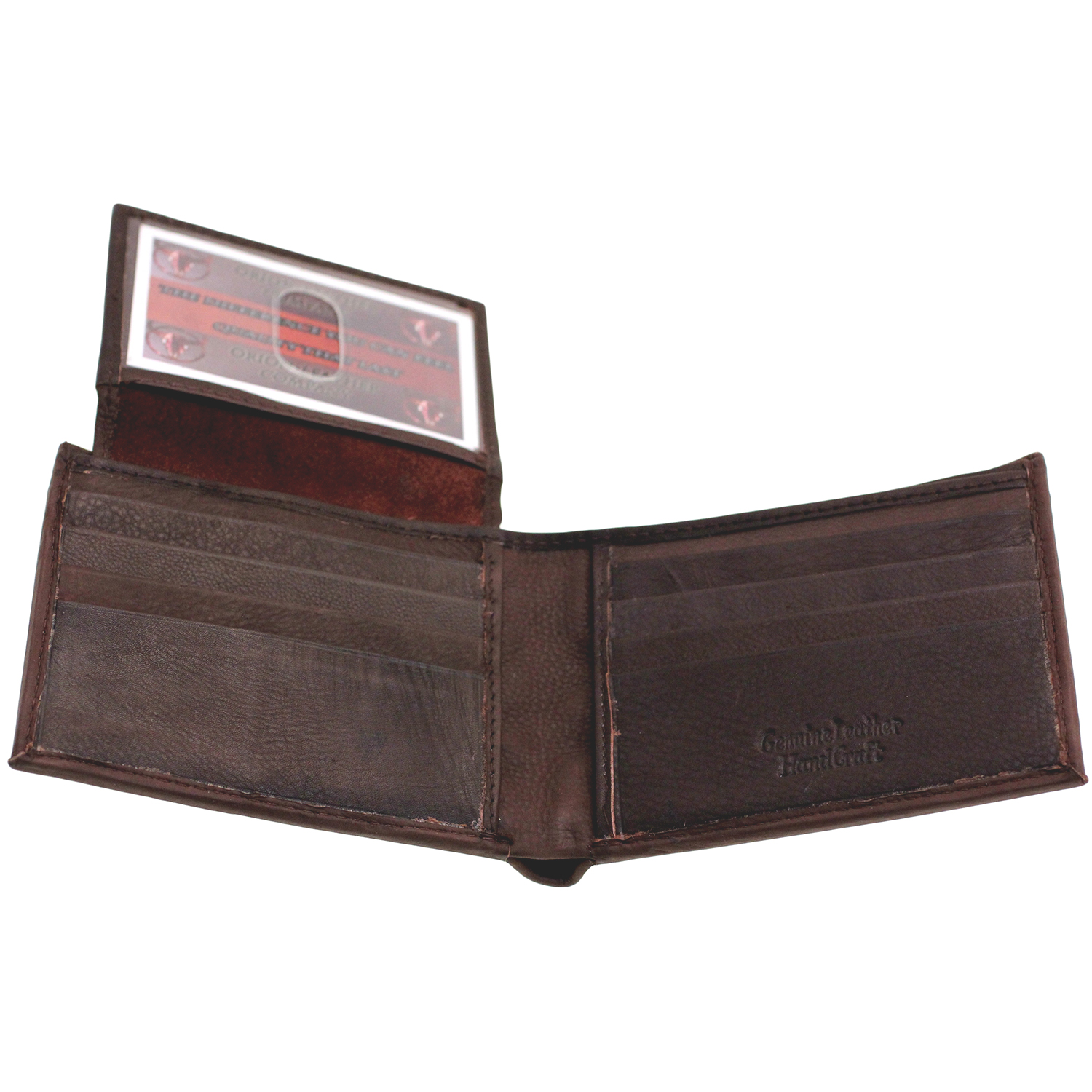 Mens Bifold Wallet Flap Up Hidden Bill Compartment 6 Card Slots Genuine