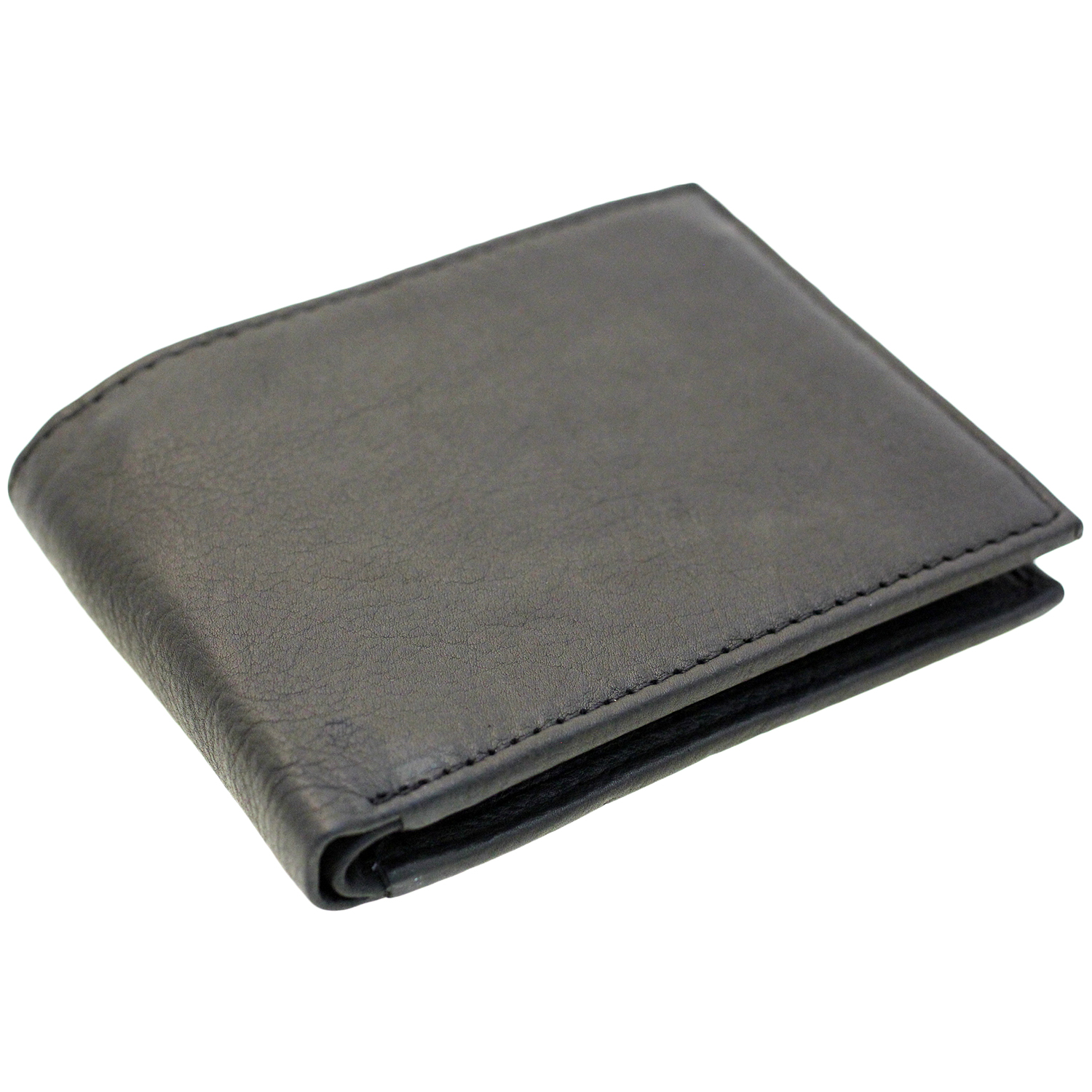 Men Bifold Leather Wallet Hidden Zipper Money Compartment Flap Up
