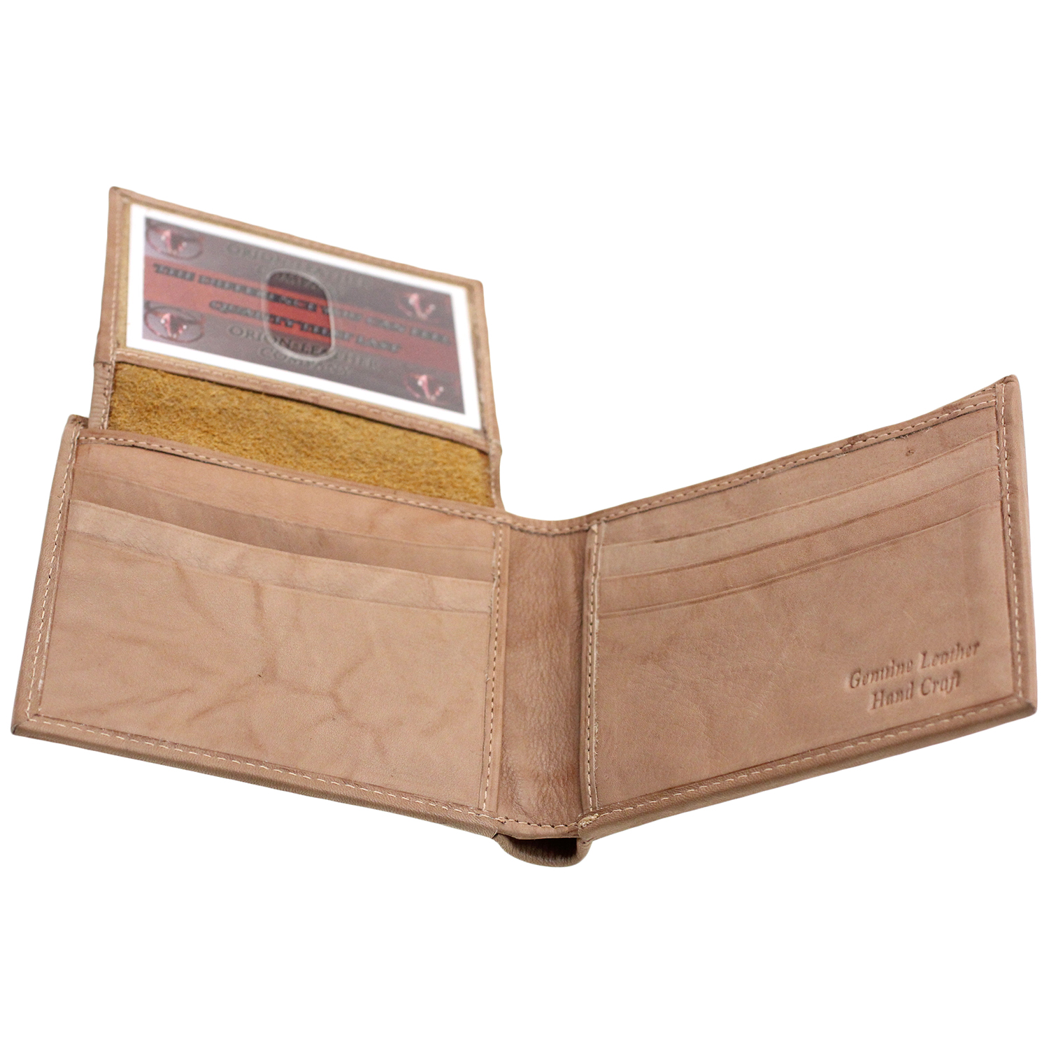 Mens Bifold Wallet Flap Up Hidden Bill Compartment 6 Card Slots Genuine