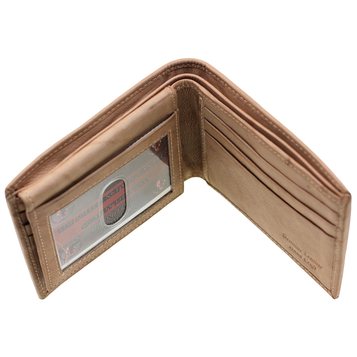 Mens Bifold Wallet Flap Up Hidden Bill Compartment 6 Card Slots Genuine