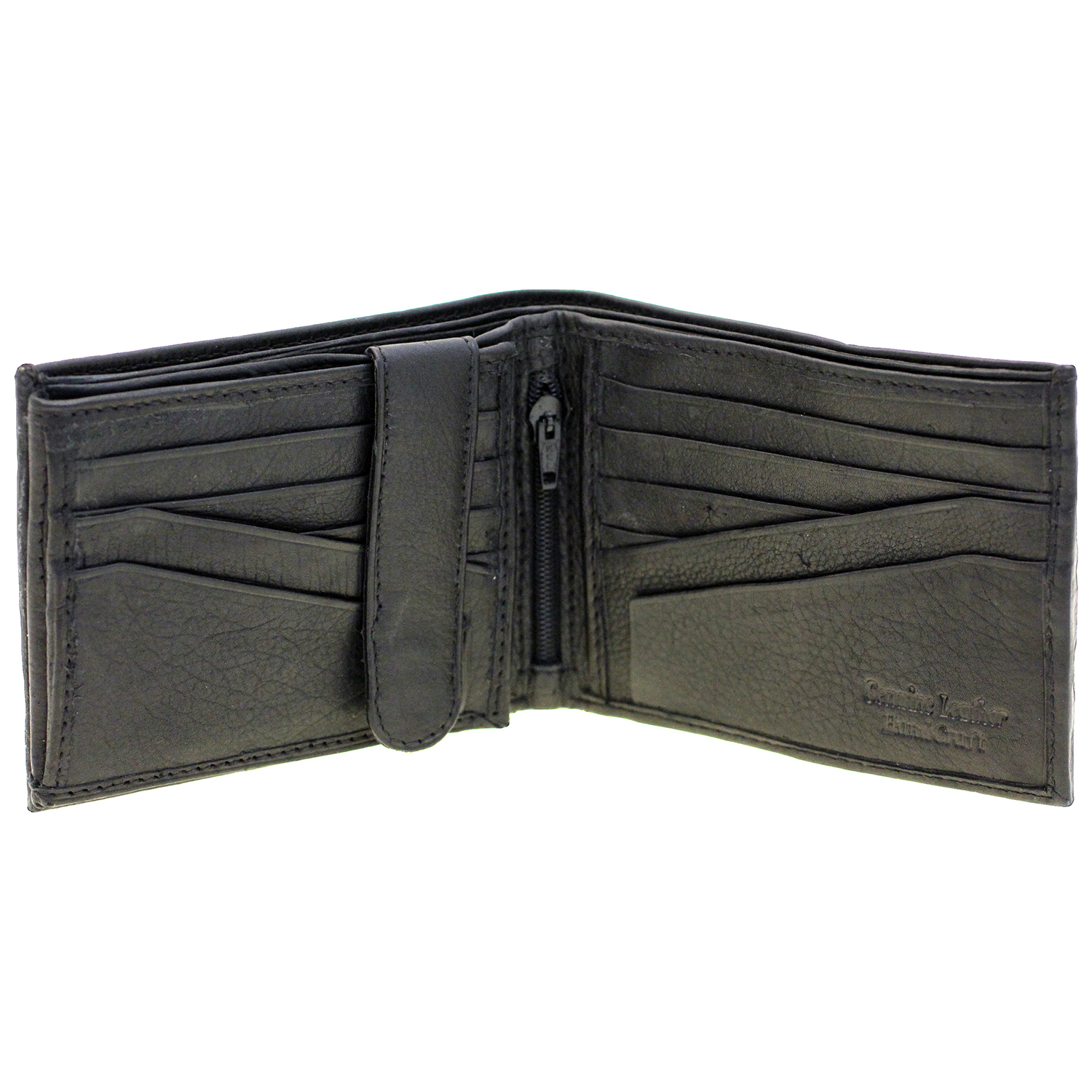 Mens Leather Wallet Bifold Secure Flap Out 2 Bill Sections 1 ID 11