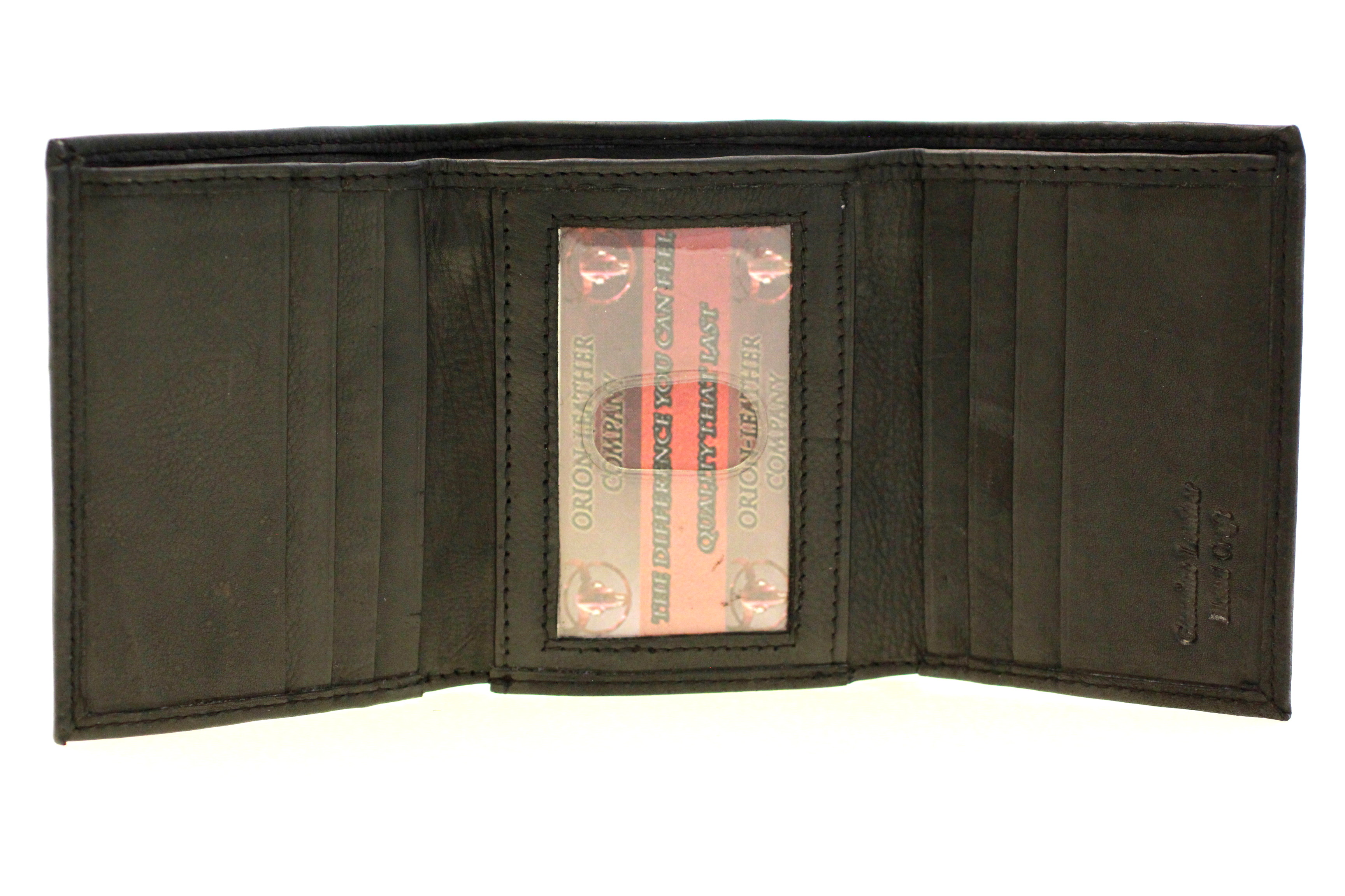 Mens Trifold Wallet Hidden Money Compartment Genuine Leather 1 ID 6