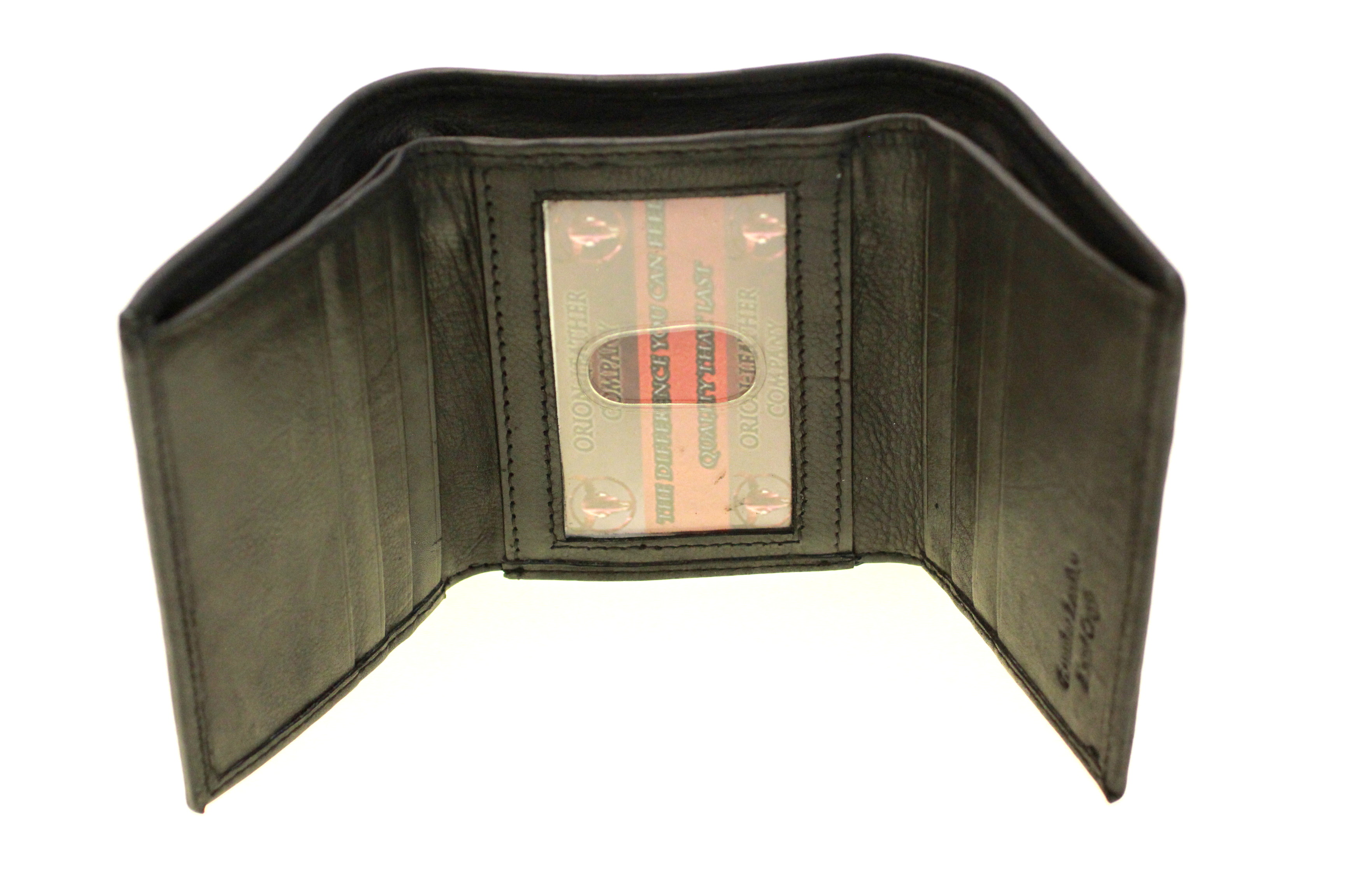 Mens Trifold Wallet Hidden Money Compartment Genuine Leather 1 ID 6