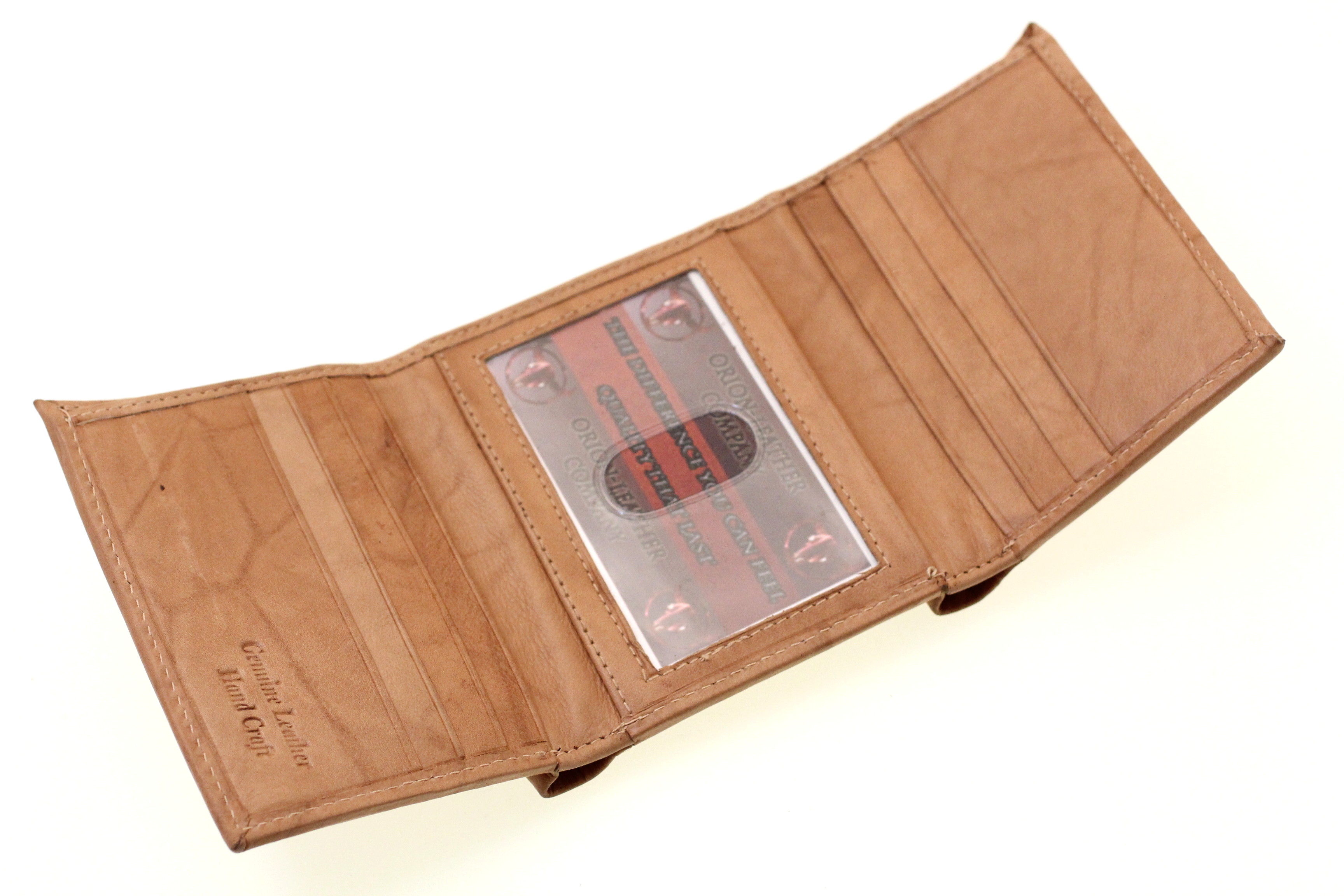 Mens Trifold Wallet Hidden Money Compartment Genuine Leather 1 ID 6