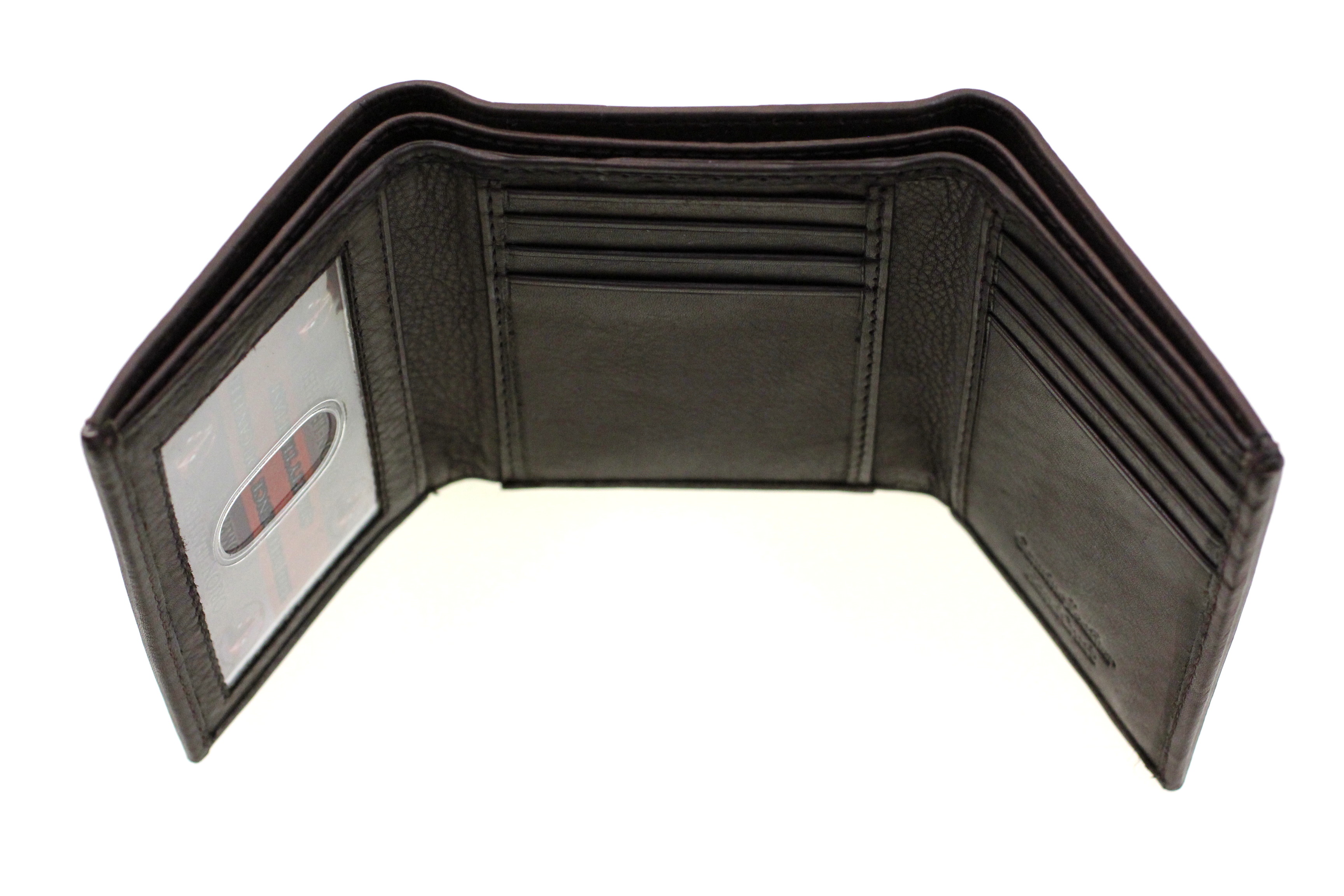 Mens Trifold Wallet Super Slim 2 Bill Sections 8 Card Slots 1 ID Genuine Leather eBay