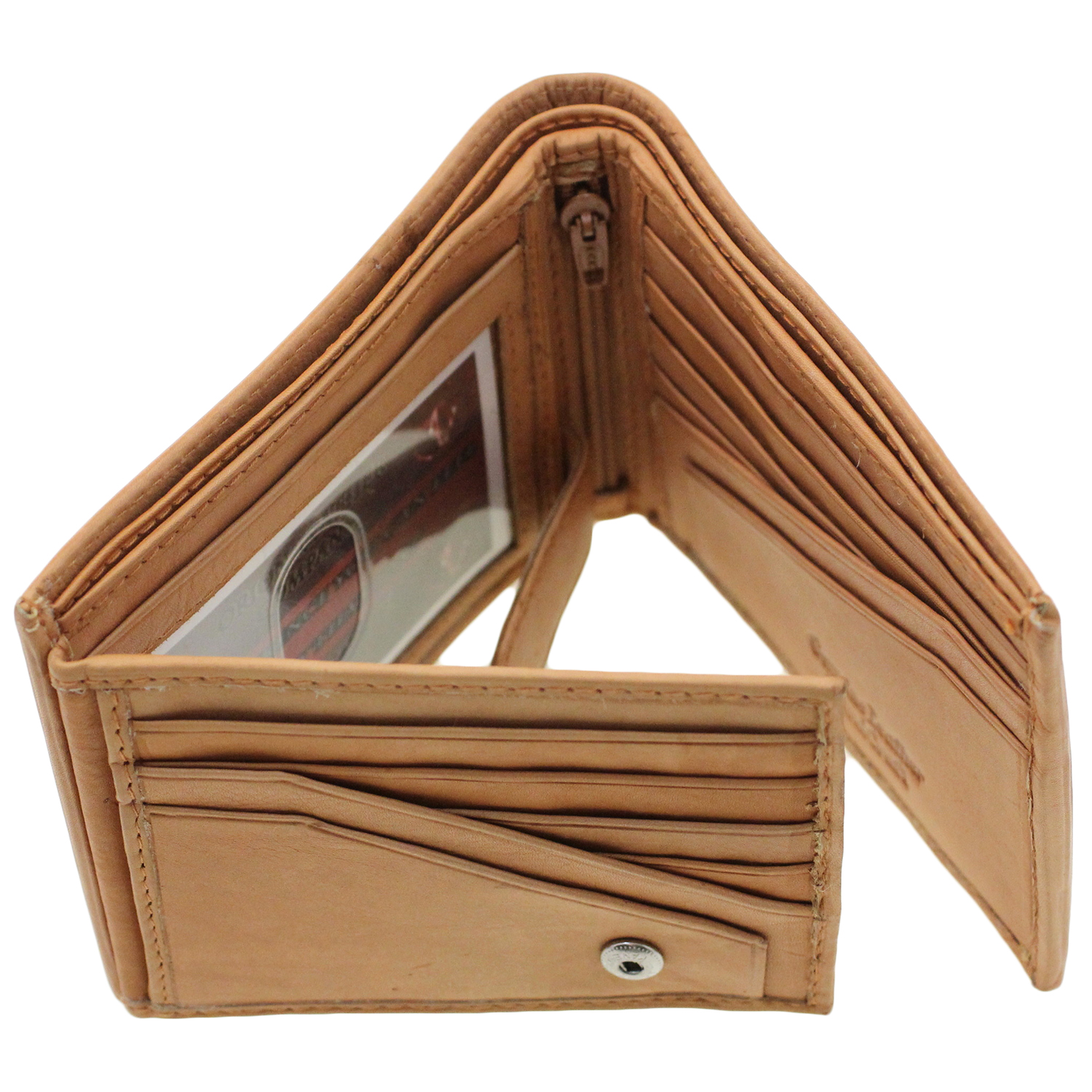 Mens Leather Wallet Bifold Flap Out Security Snap 2 Bill Section 12