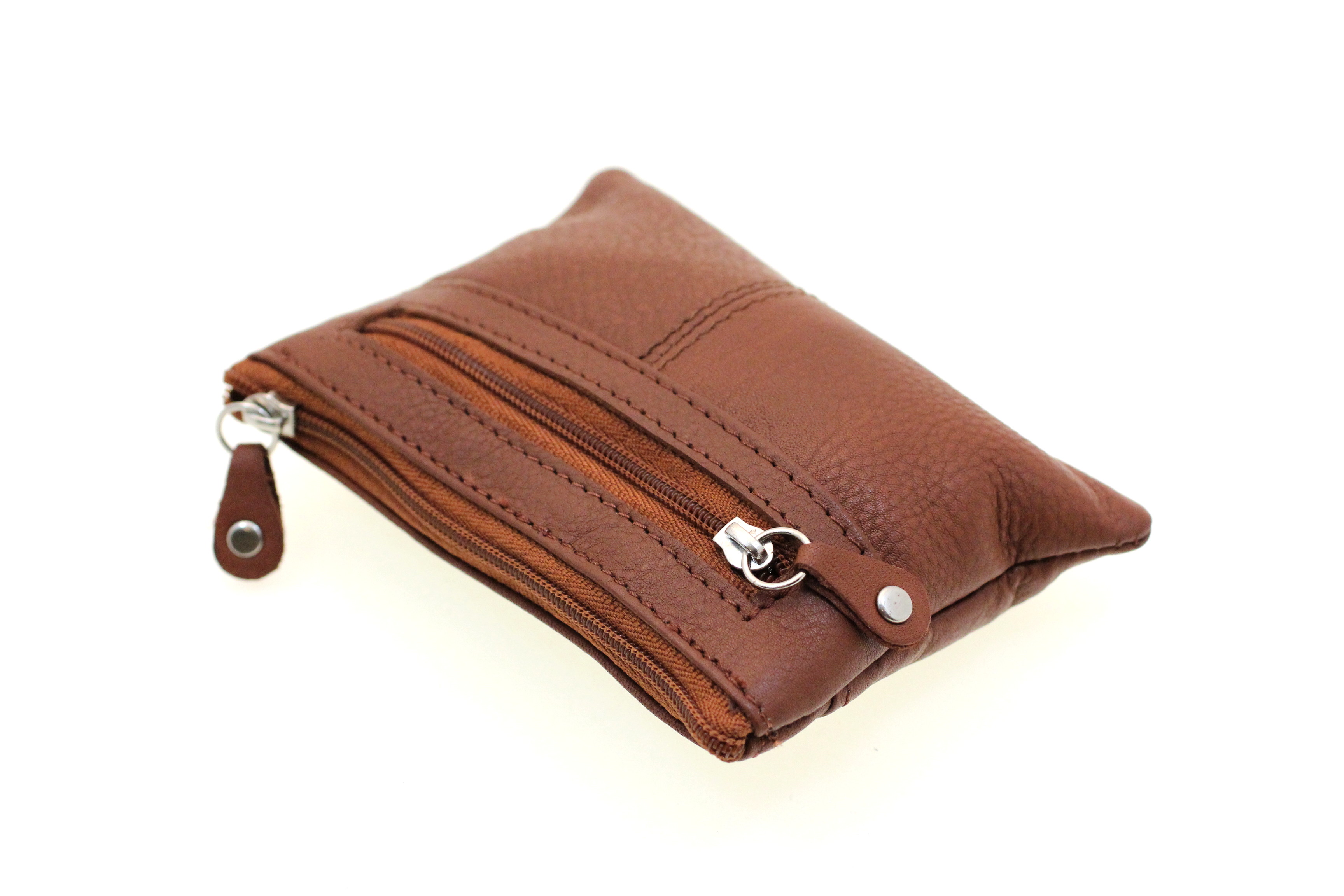 Men’s Leather Coin Purse With Zipper – Key Chain Card Holder – Minimalist Wallet