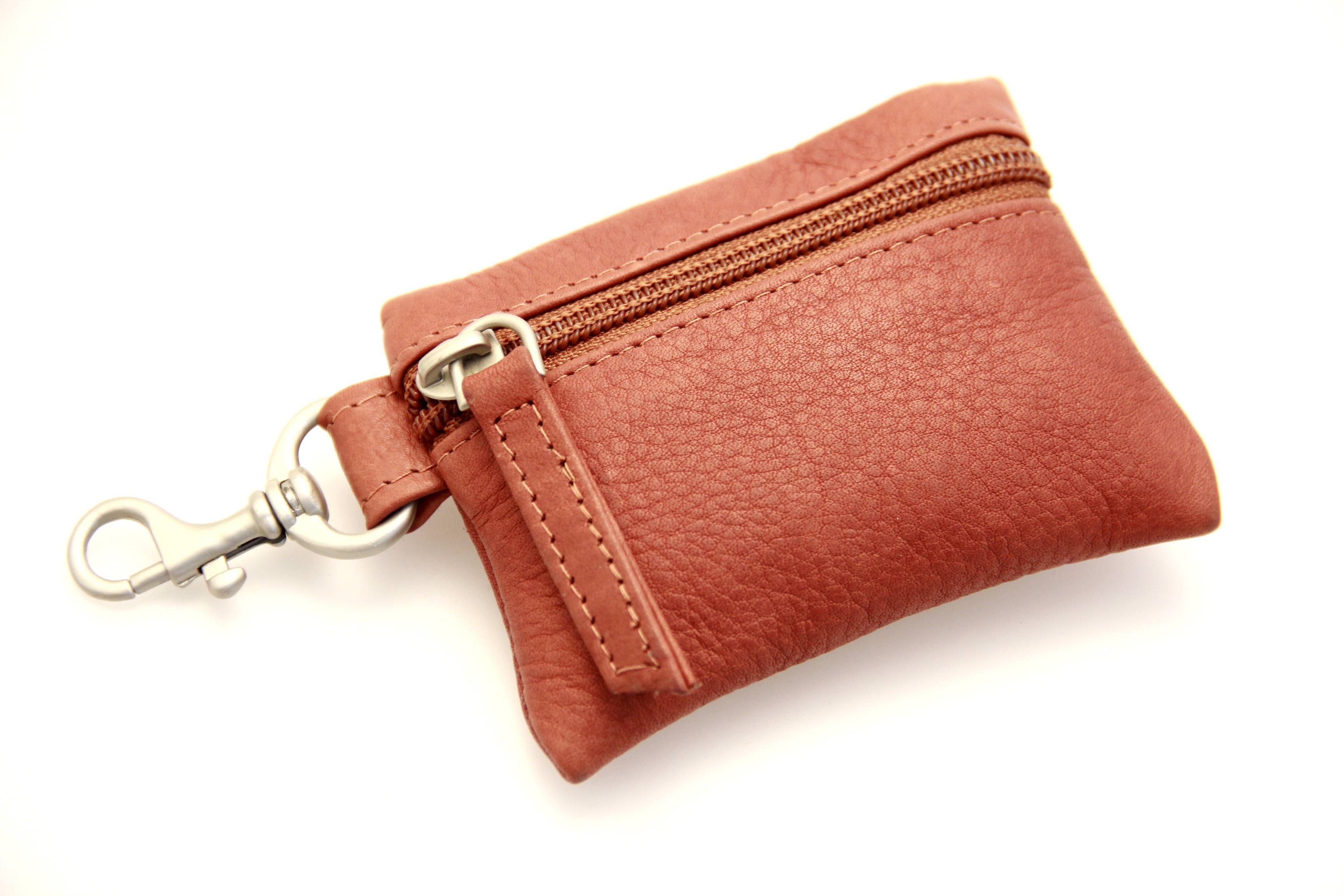 Ladies' Small Clip On Change Coin Purse Genuine Leather Compact New