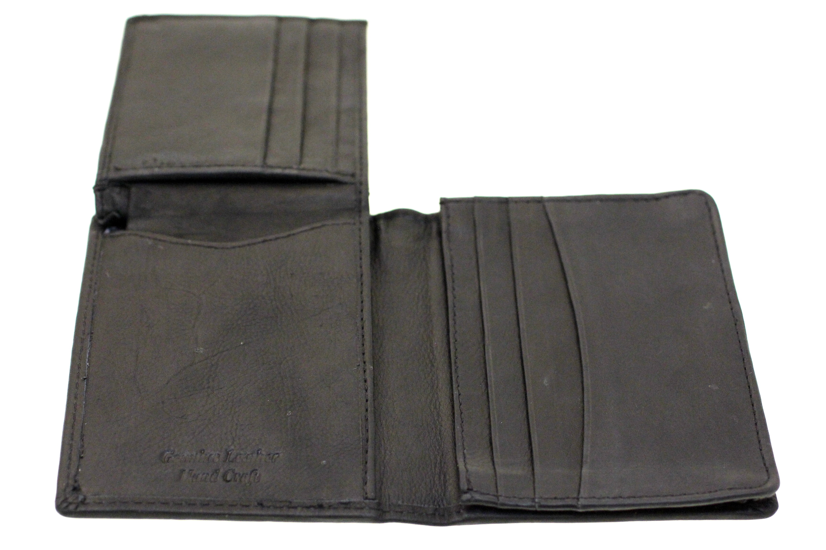 Mens Leather Wallet L Shape Bi Fold Compact 8 Card Slots 1 Bill Section