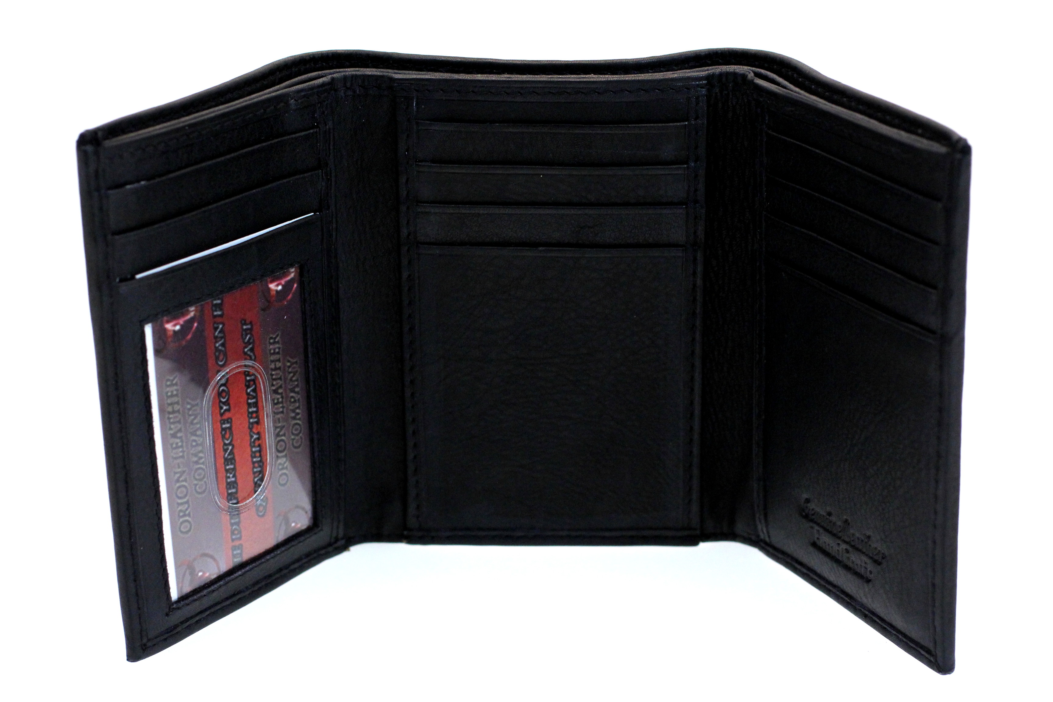 Mens Trifold Wallet Tall Genuine Leather 2 Bill Sections 10 Card Slots