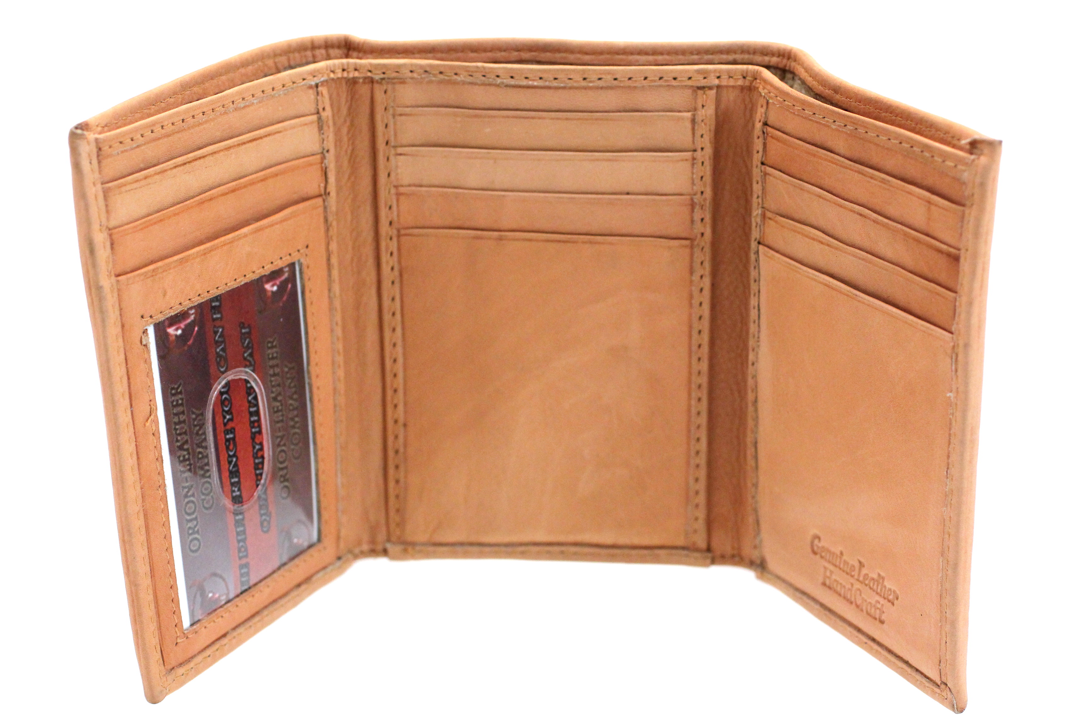 Mens Trifold Wallet Tall Genuine Leather 2 Bill Sections 10 Card Slots