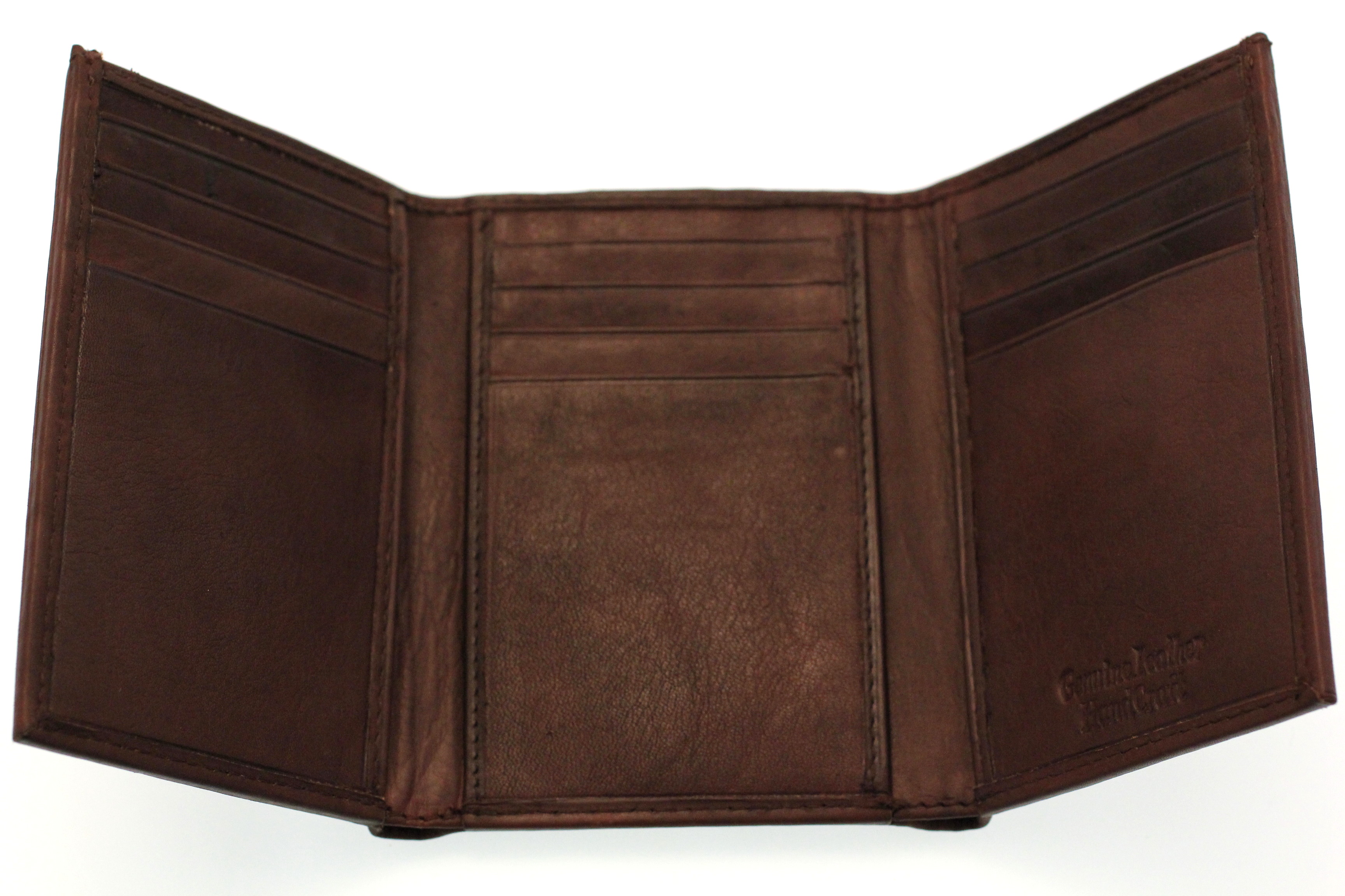 Mens Trifold Wallet Tall Genuine Leather No ID 12 Card Slots 2 Bill