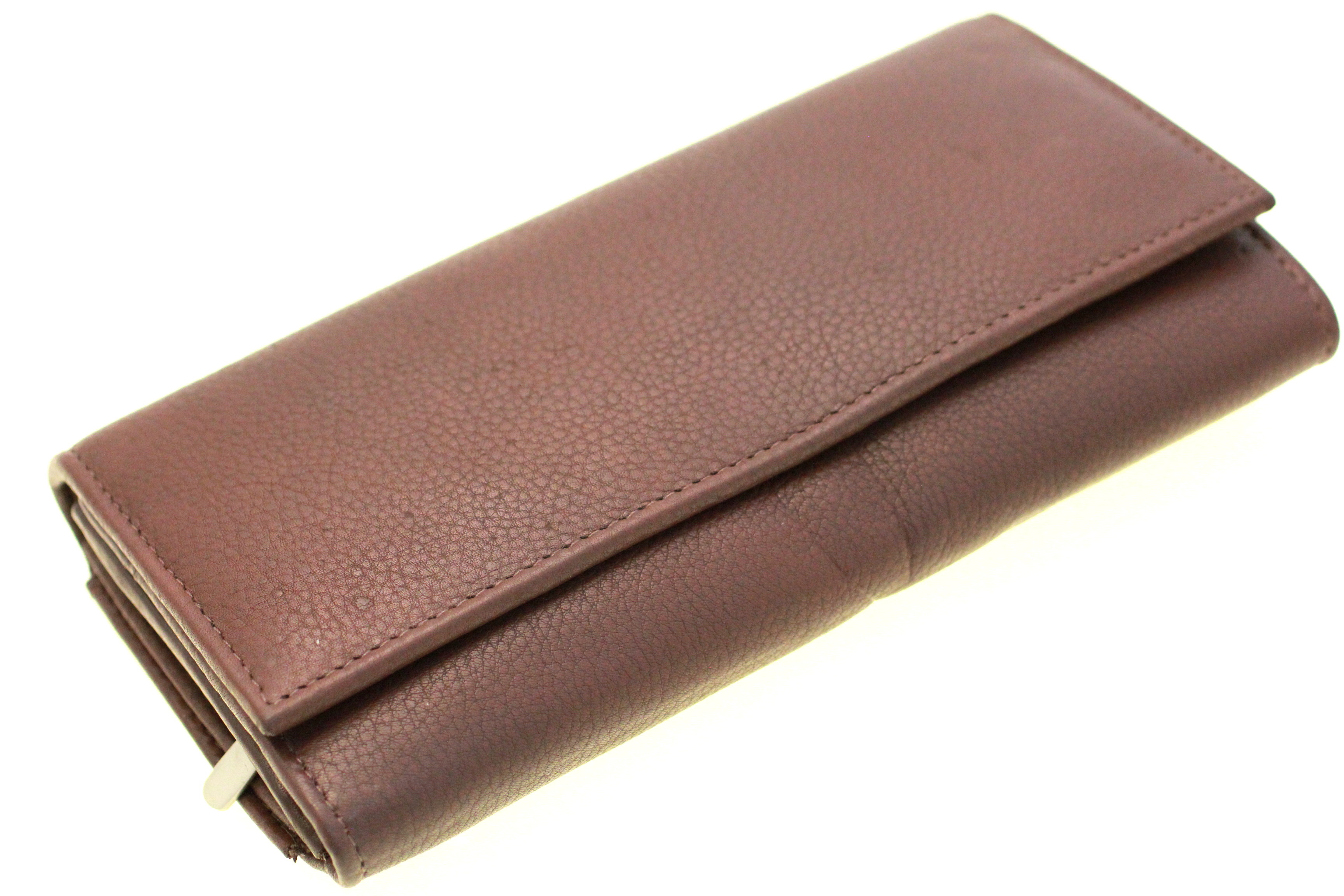 Womens Clutch Wallet Organizer Button Snap Genuine Leather 14 Card