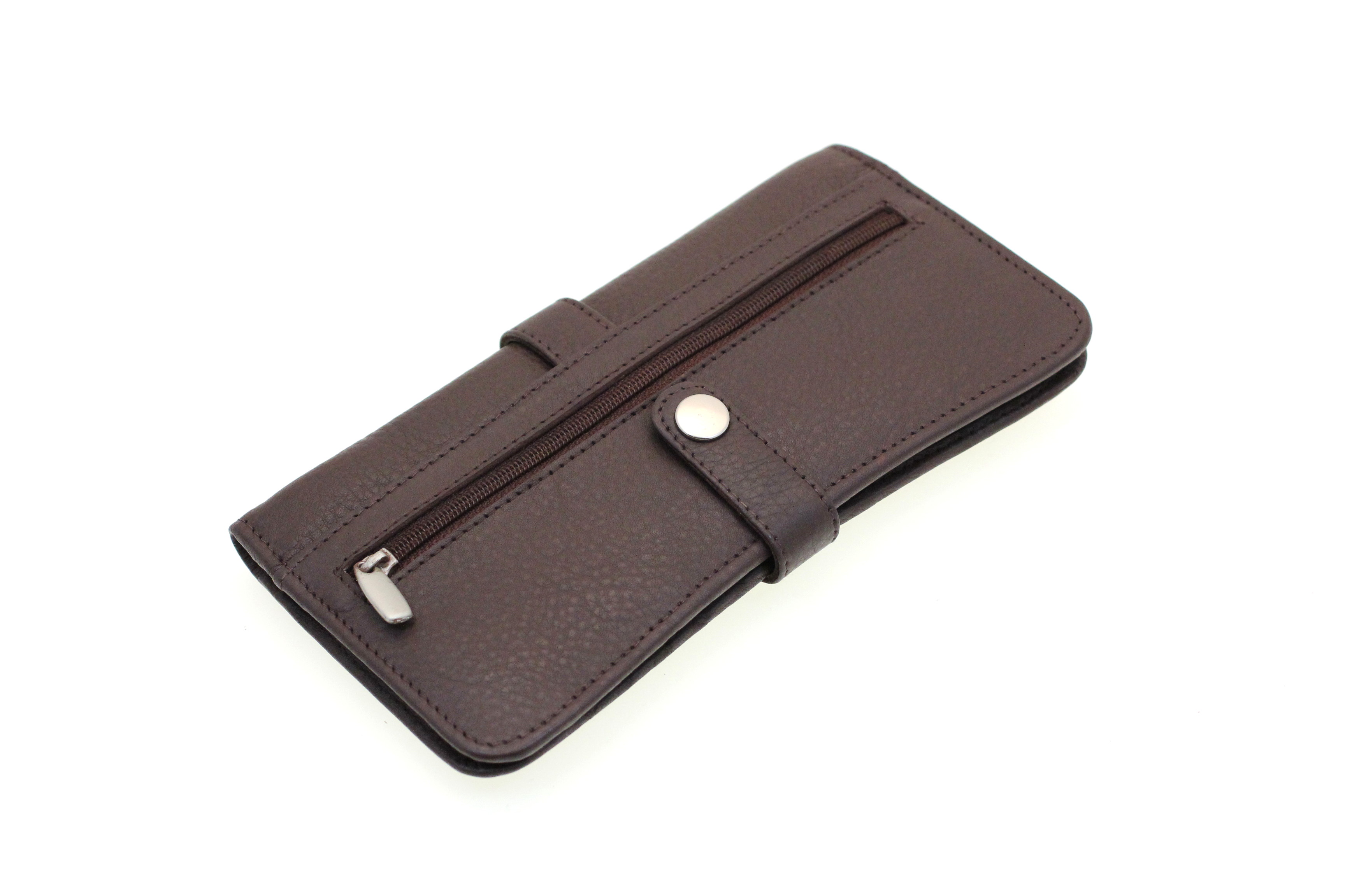 Womens Clutch Wallet Slim Button Snap Closed Genuine Leather Card