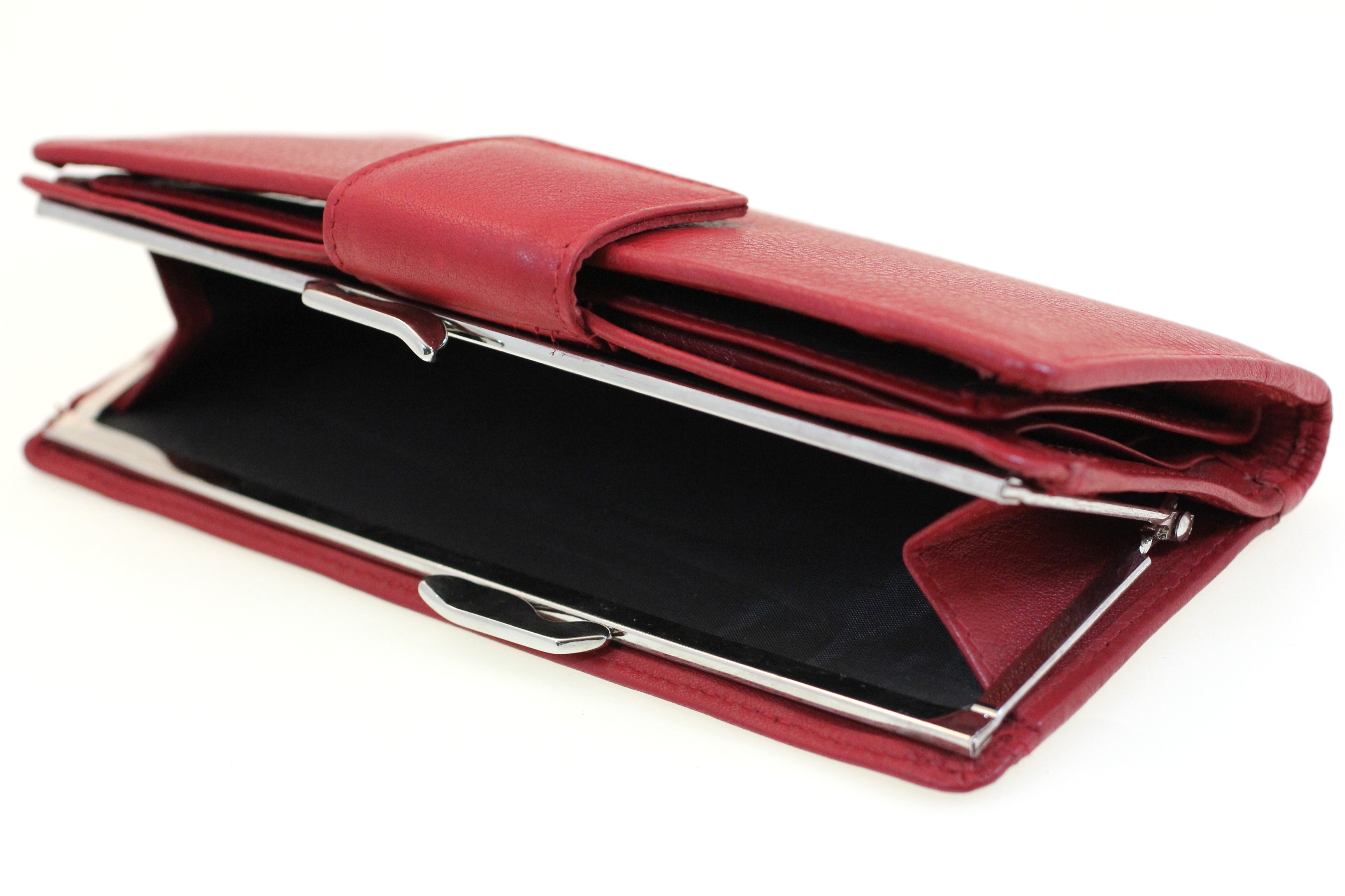 Womens Clutch Checkbook Wallet Frame Clip Closed Genuine Leather New eBay