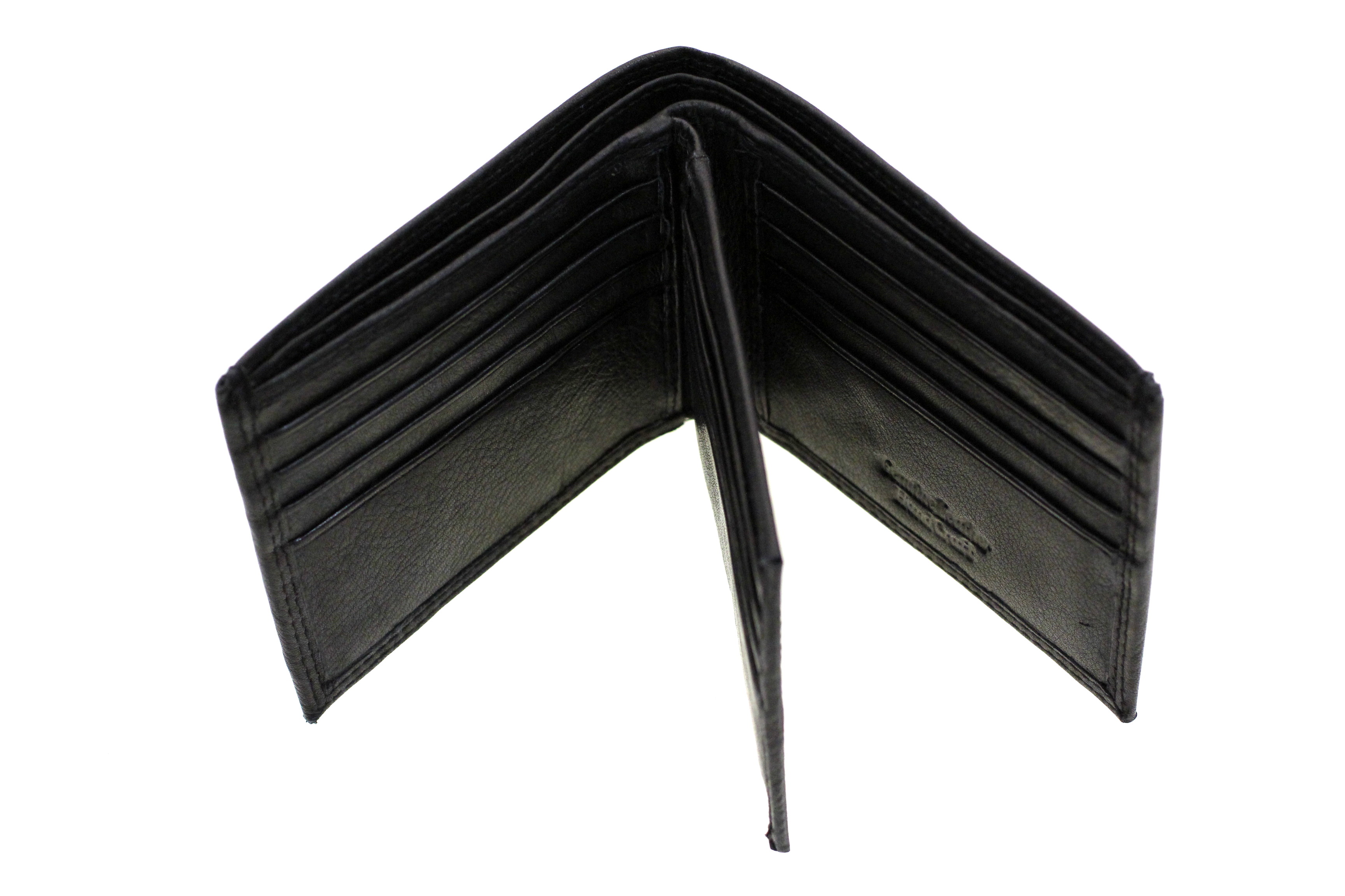 Men Bifold Wallet Genuine Leather Center Flap 2 Bill Sections 12 Card