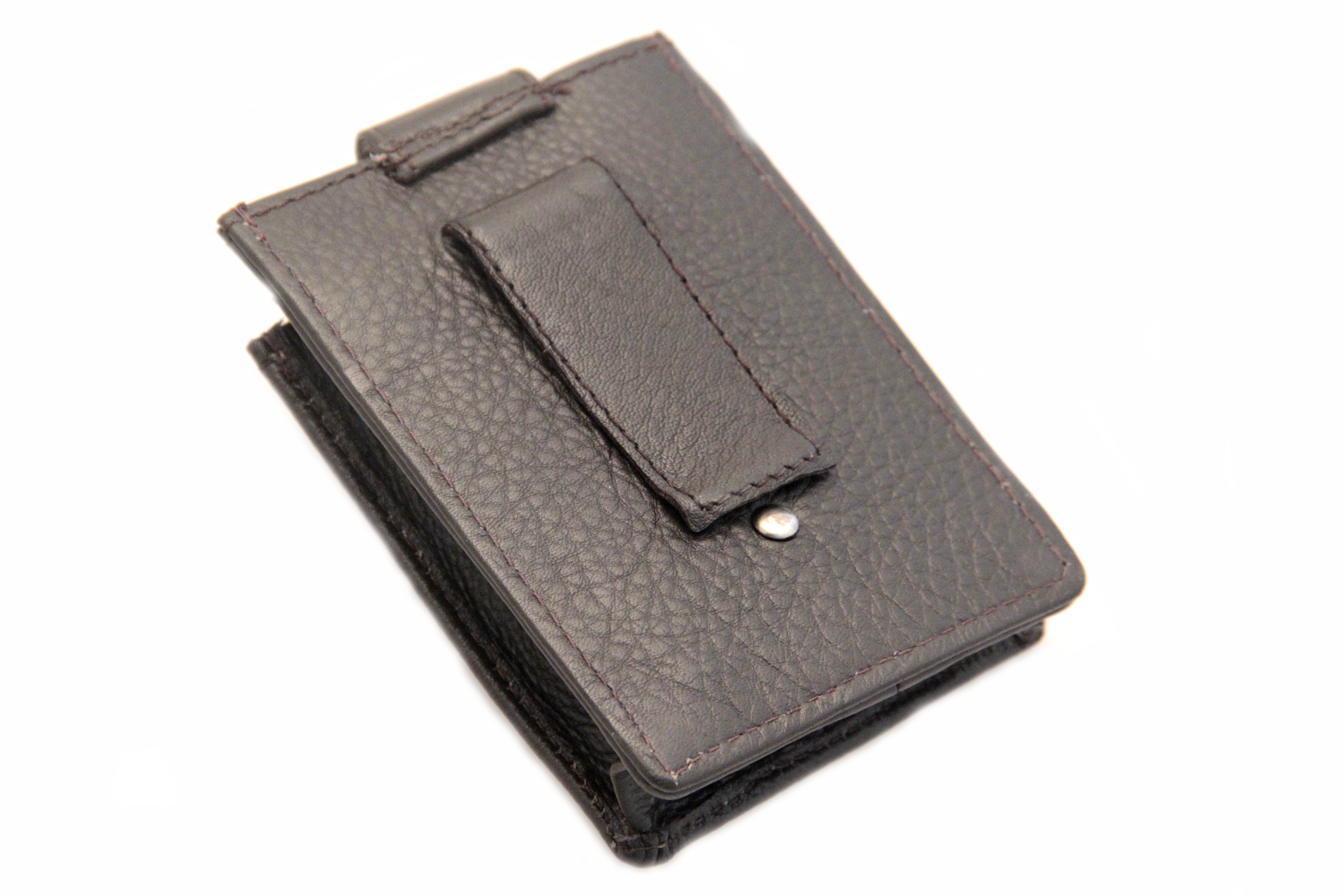Mens Money Clip Card Holder Multiple Card Button Snap Pocket Genuine