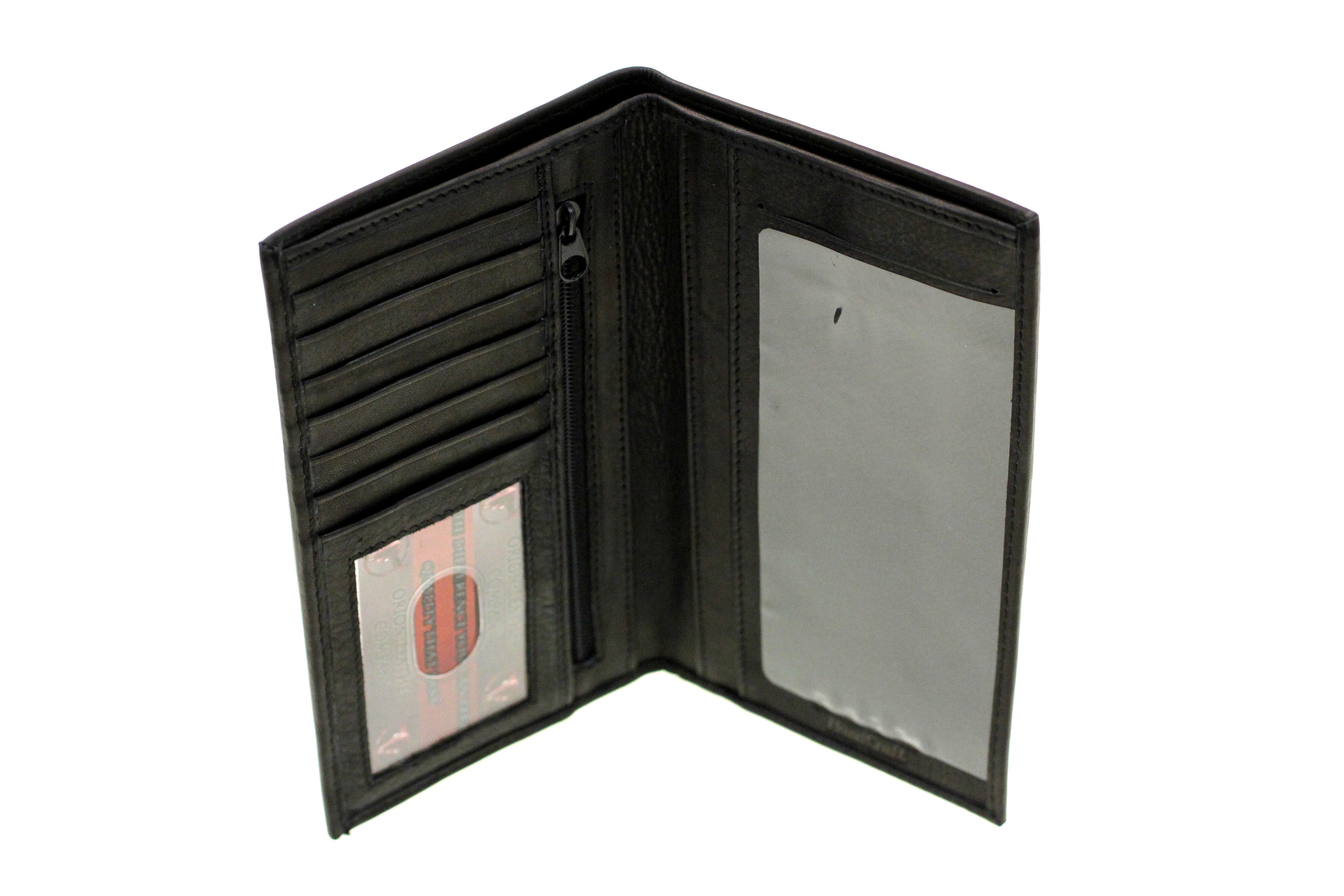 Checkbook Wallet Cover Mens Womens Genuine Leather Zipper Pocket Slim