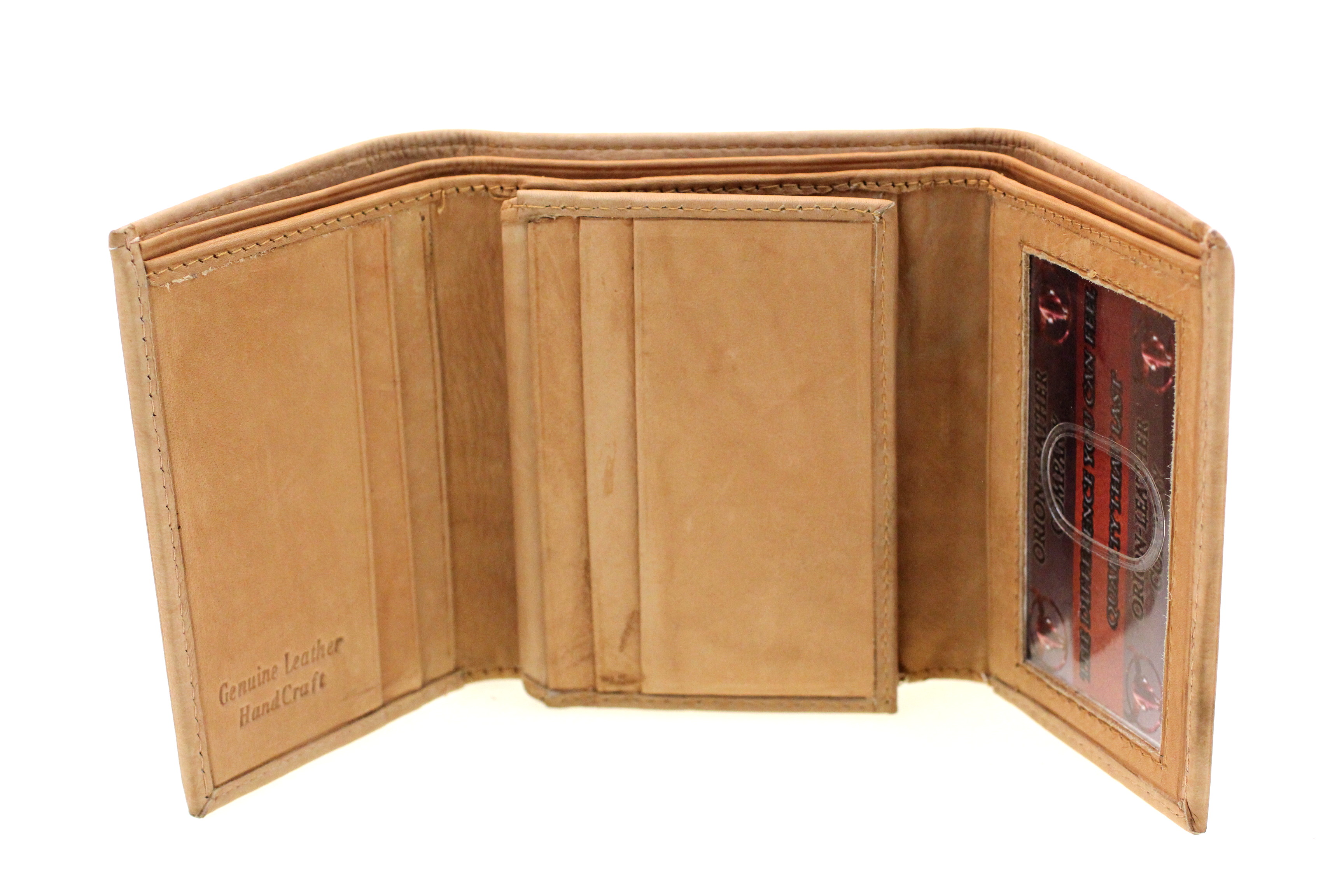 Mens Trifold Wallet Center Flap Hidden Money Compartment Genuine