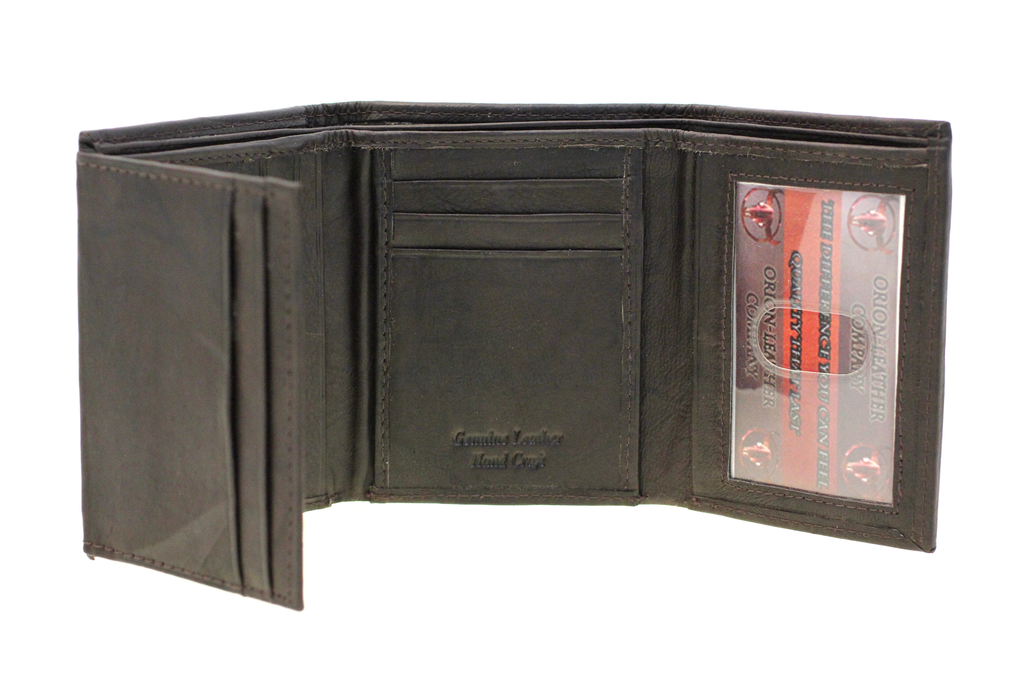 Men's Leather Wallet Trifold Flap Out Hidden Money Compartment Extra