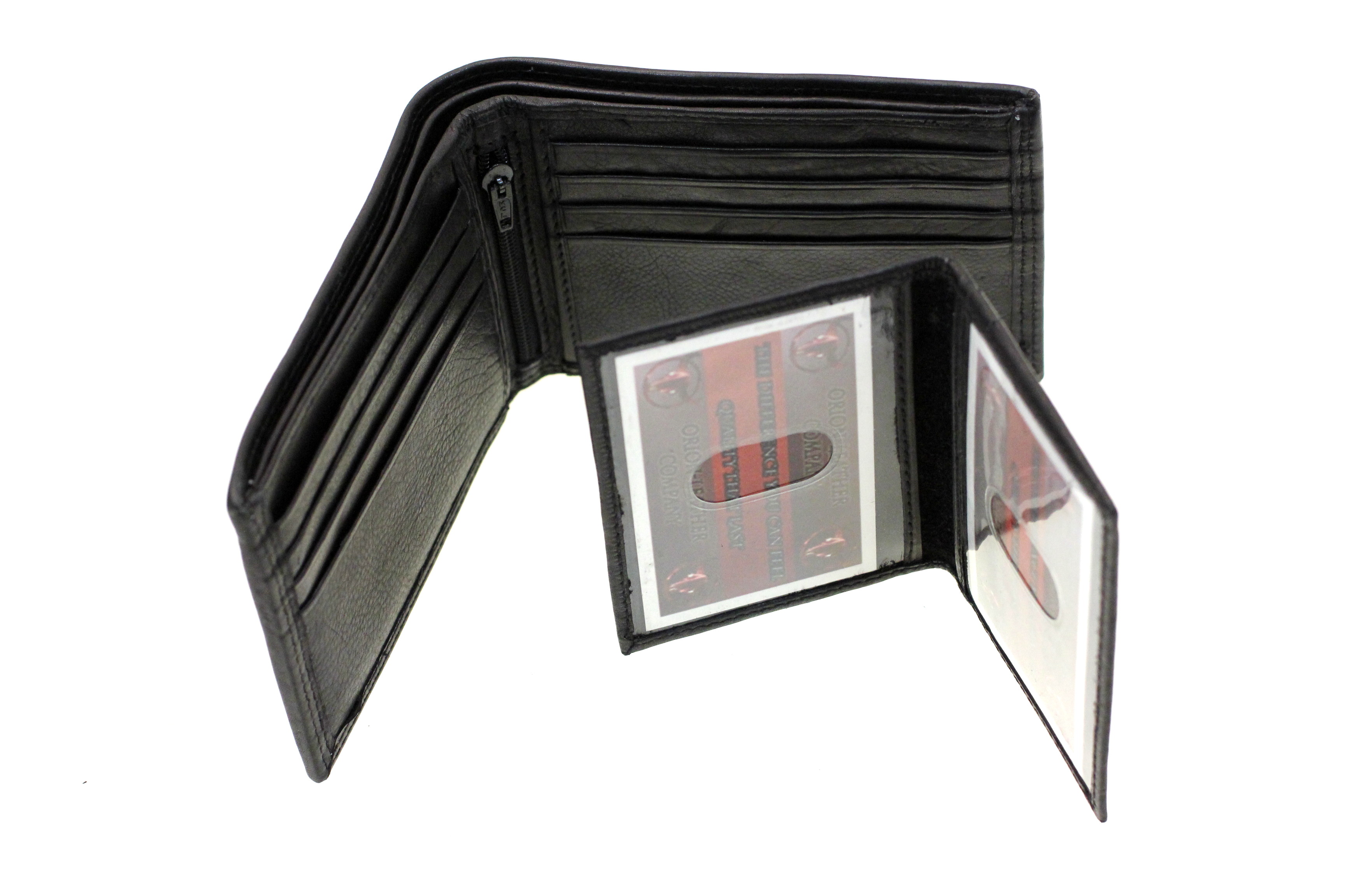 Mens Wallet Bifold Removable ID Cover Genuine Leather Double Stitching