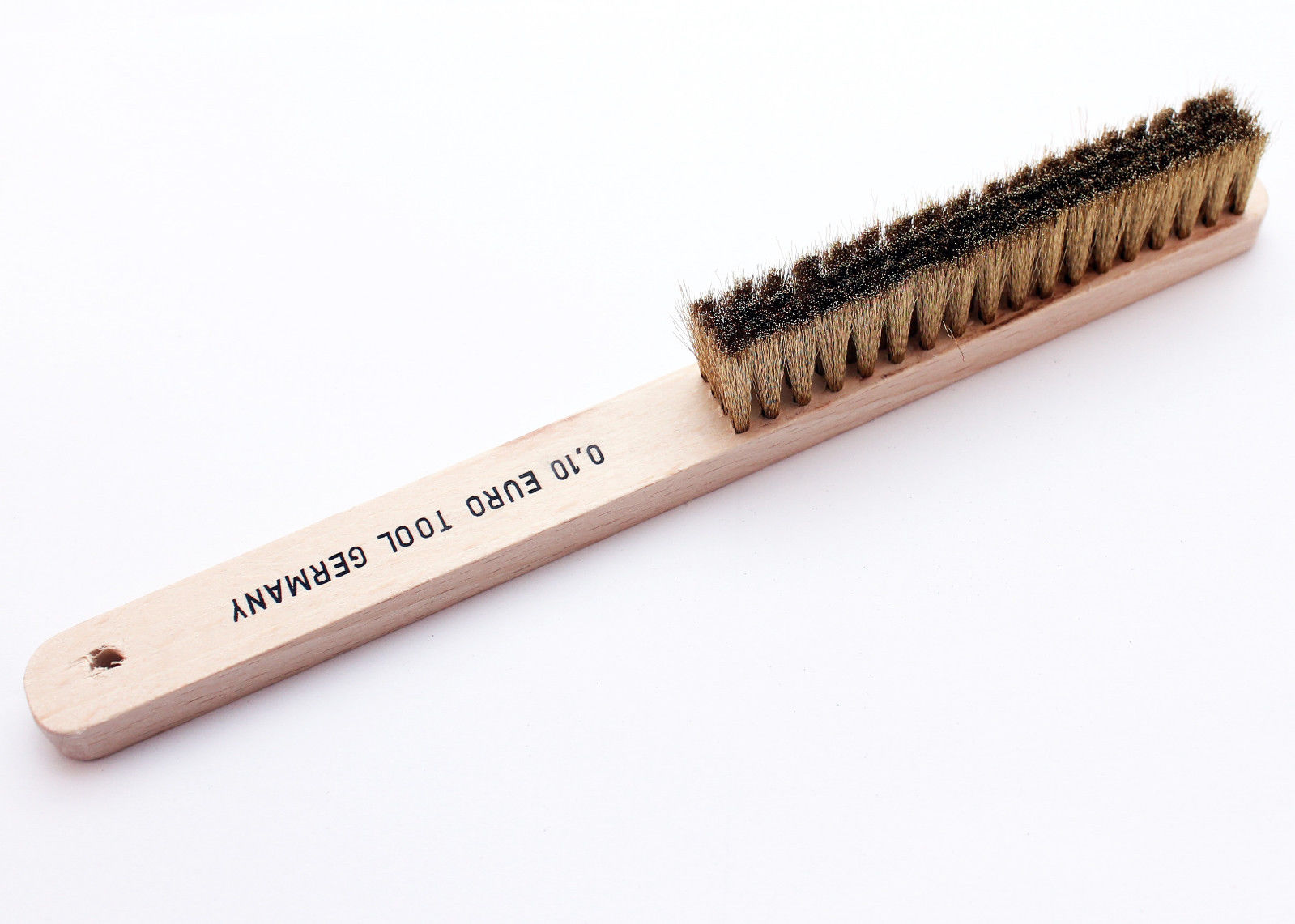 BRASS WIRE HAND BRUSH WOOD HANDLE 81/4" JEWELRY SCRATCH CLEANING