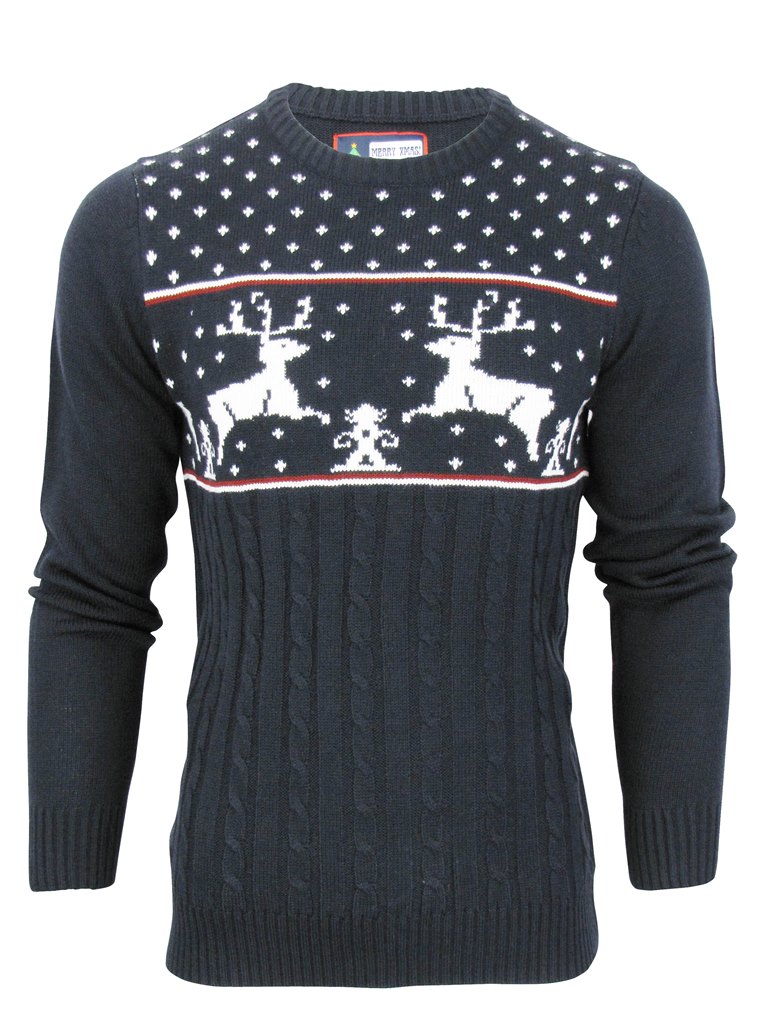 Mens Merry Xmas/Christmas Knit Jumper Sweater Novelty Fairisle