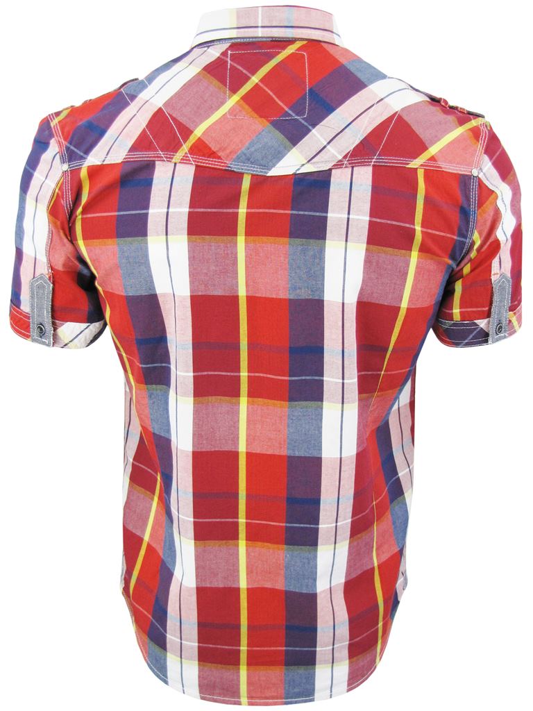 Mens Dissident Short Sleeved Fashion Check Shirt /'Keefer/'
