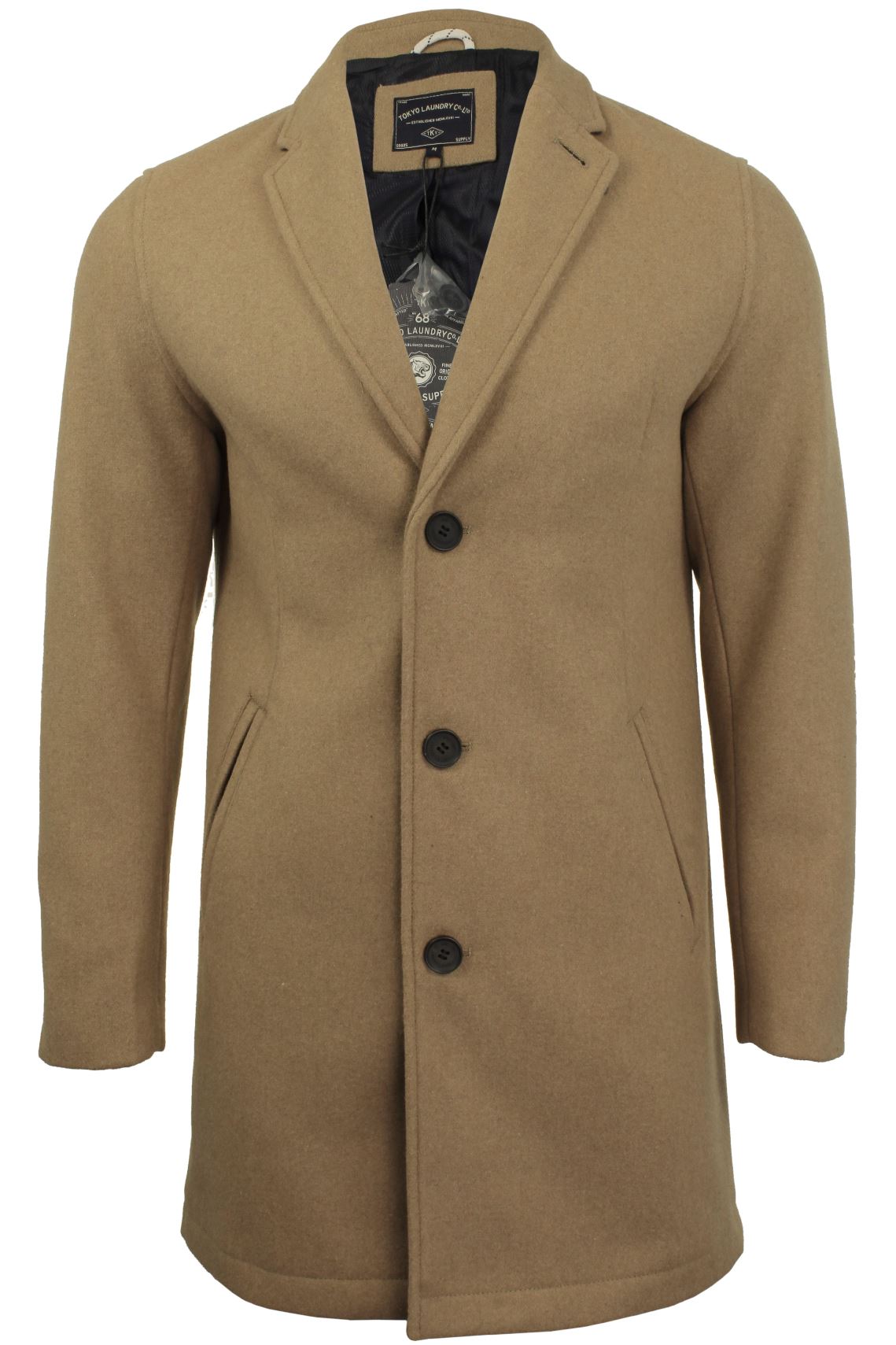 Mens Long Wool Mix Overcoat/ Jacket by Tokyo Laundry eBay