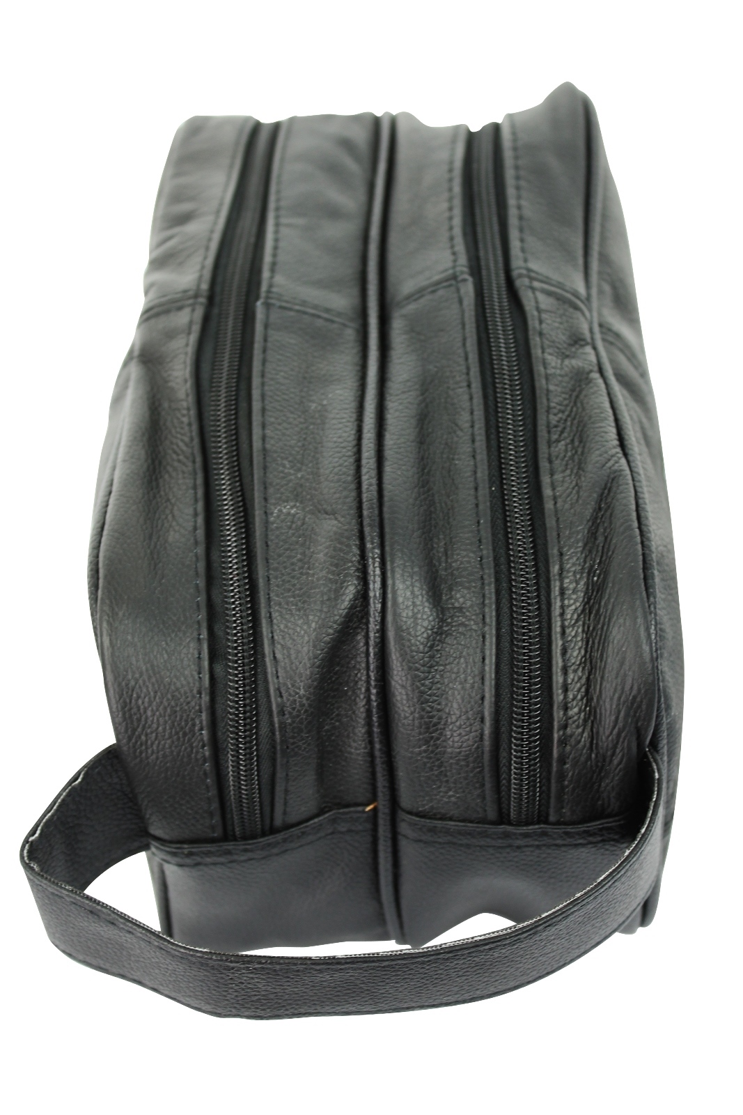 Mens Lorenz Wash/ Toiletry Bag Cow Hide Leather Double Zip Large