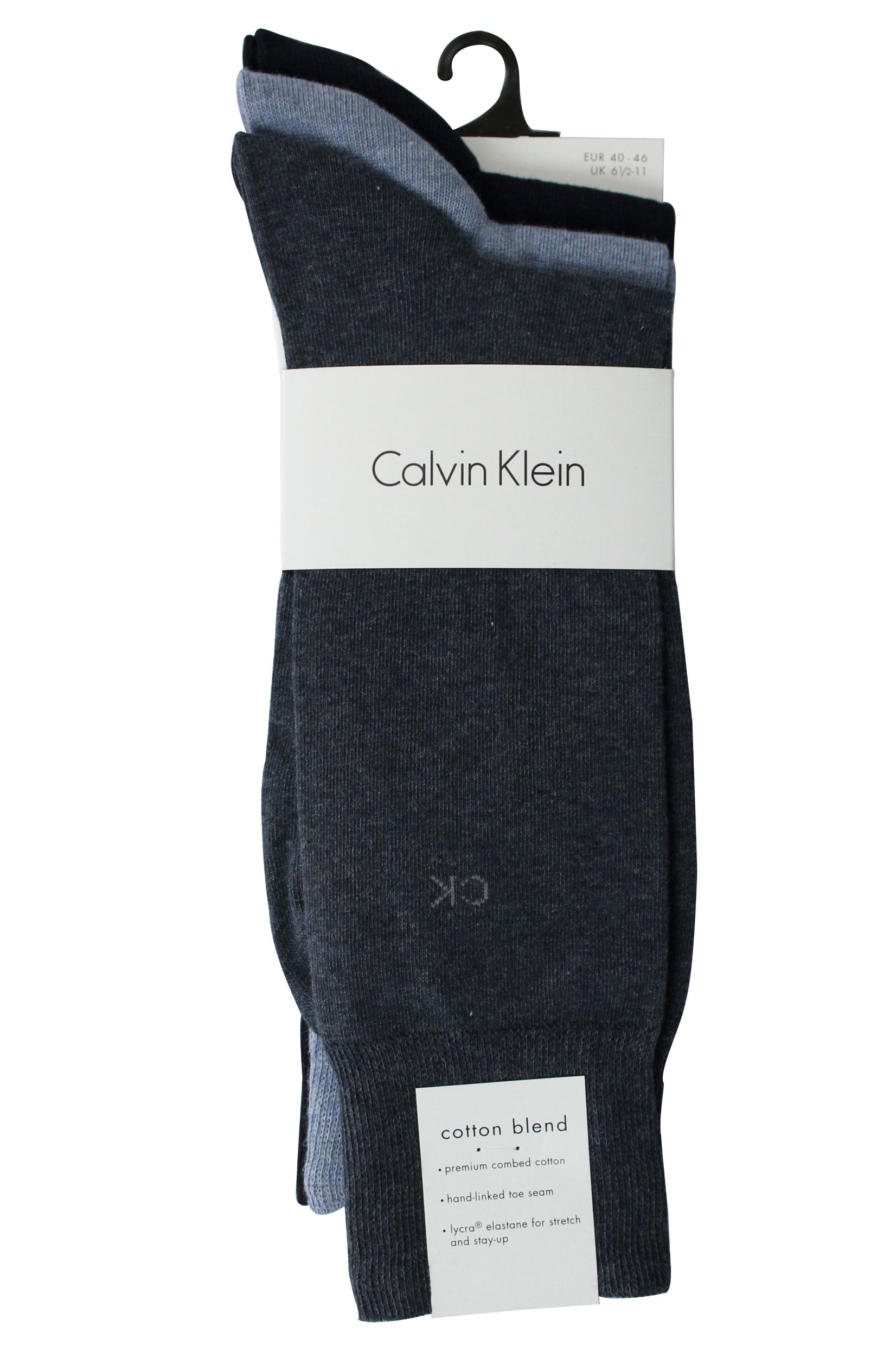 Mens Socks Calvin Klein 3 Pack Premium Combed Cotton Blend With Lycra