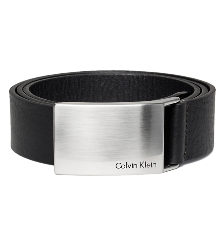 Mens Leather Belt by Calvin Klein 'Mino Plaque' eBay