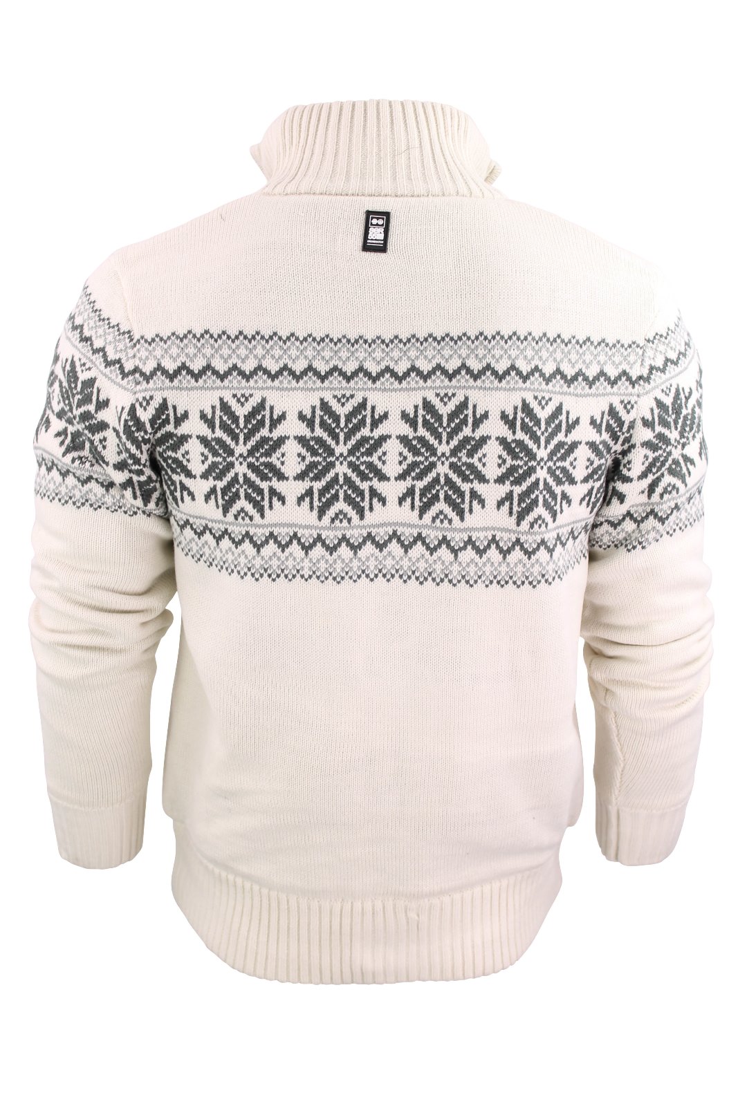 Mens Crosshatch Fair Isle Zip Cardigan Sherpa Fleece Linned Lanteren