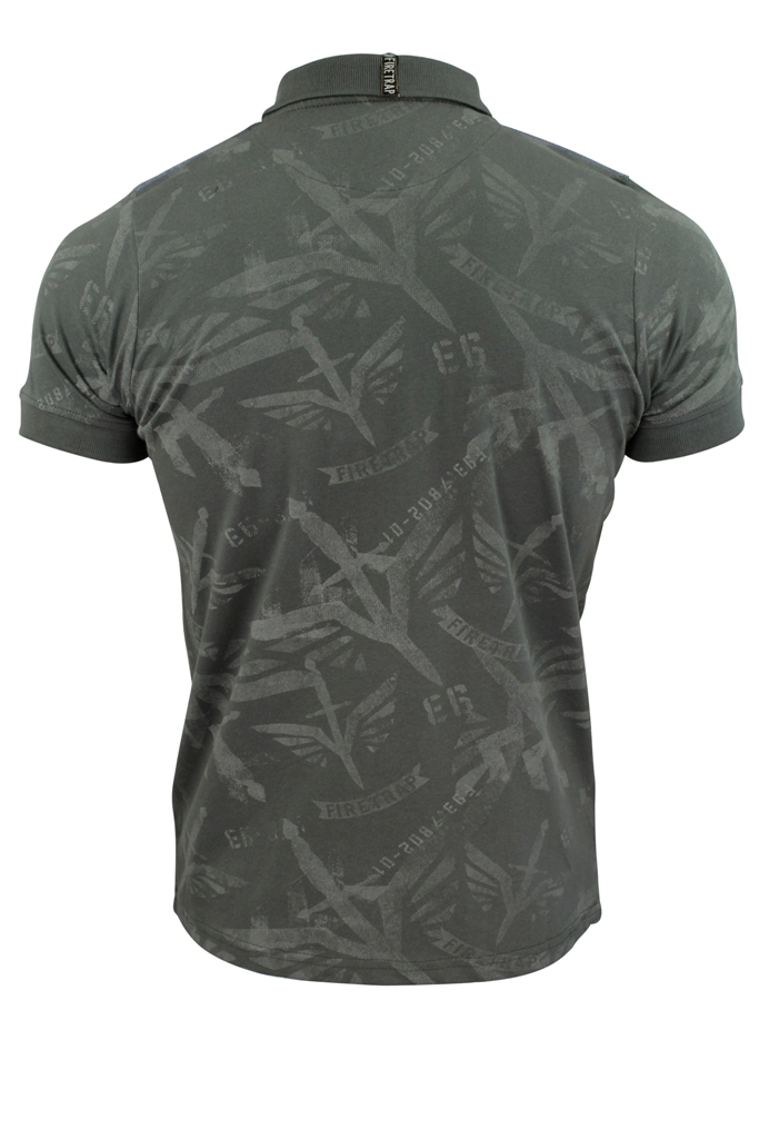 Mens-Polo-Shirt-Firetrap-Lowden-Shadow-Print-T-Shirt-Jersey-Denim-Trims