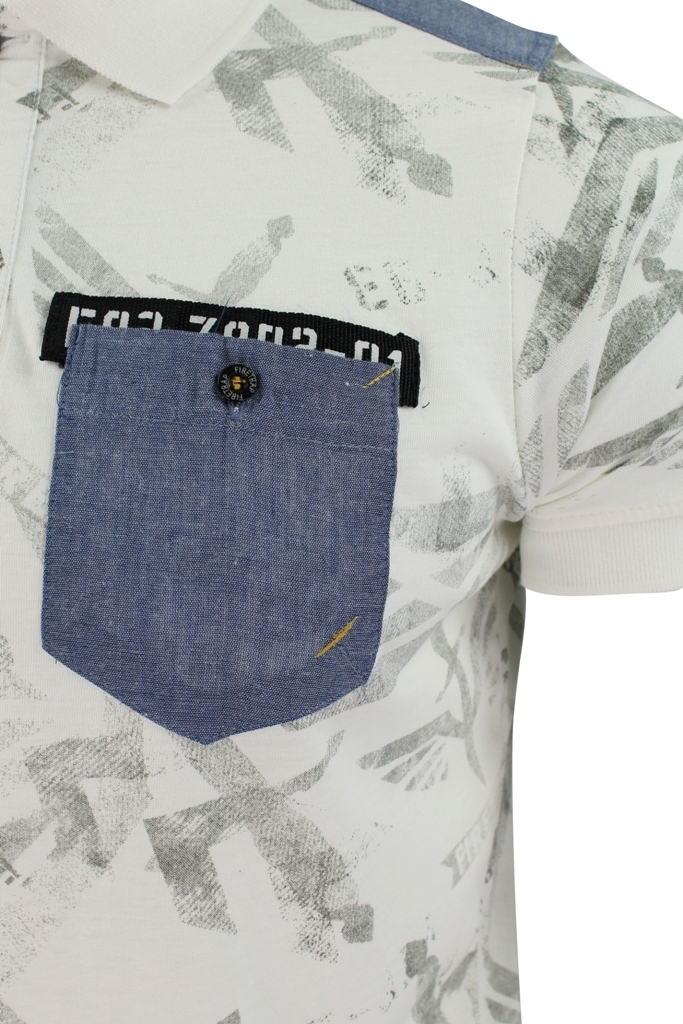 Mens-Polo-Shirt-Firetrap-Lowden-Shadow-Print-T-Shirt-Jersey-Denim-Trims