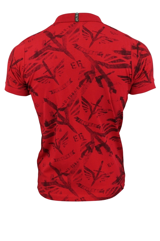 Mens-Polo-Shirt-Firetrap-Lowden-Shadow-Print-T-Shirt-Jersey-Denim-Trims