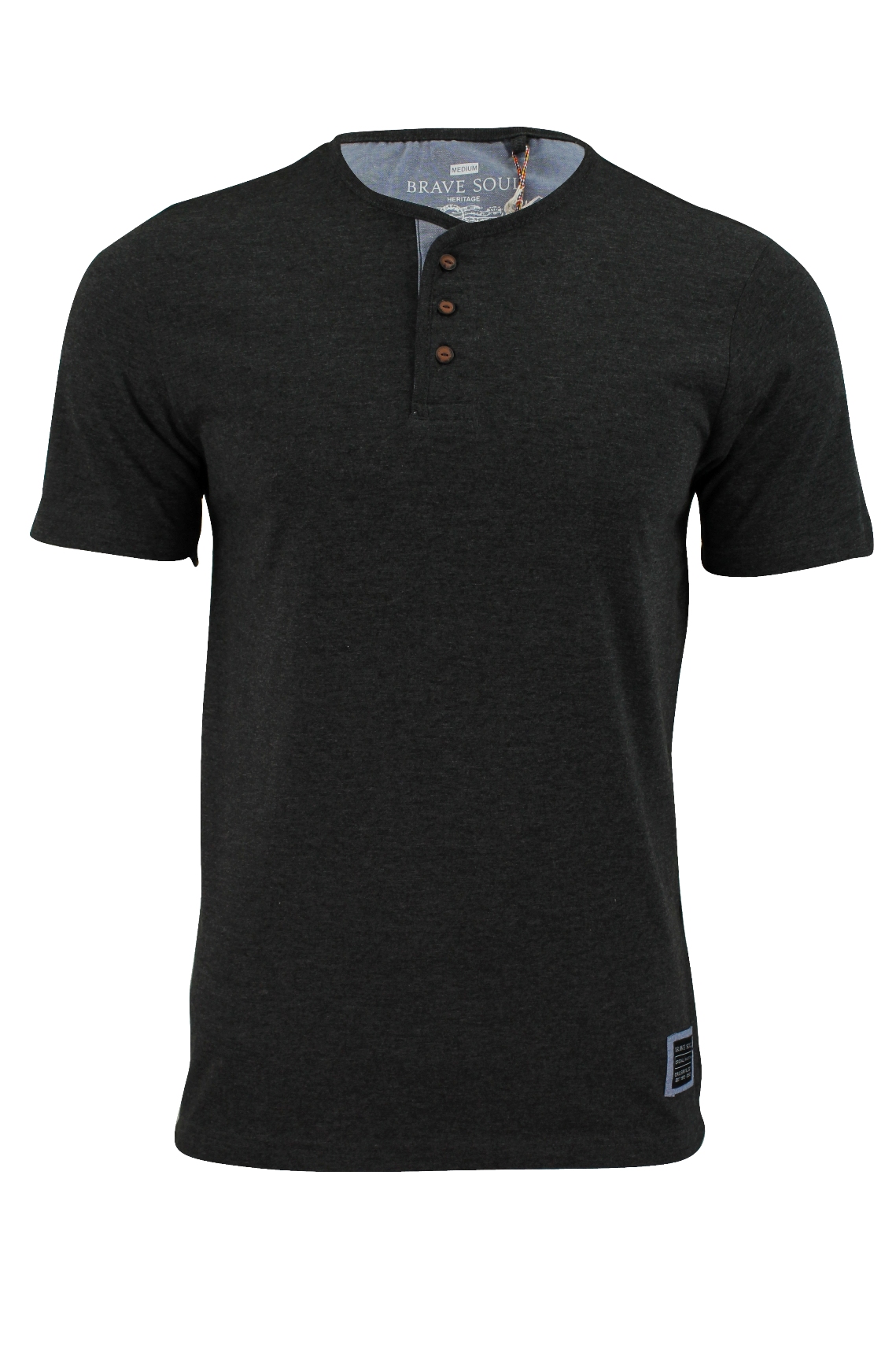 Mens TShirt by Brave Soul 'FIDEL' Grandad Collar Short Sleeved eBay