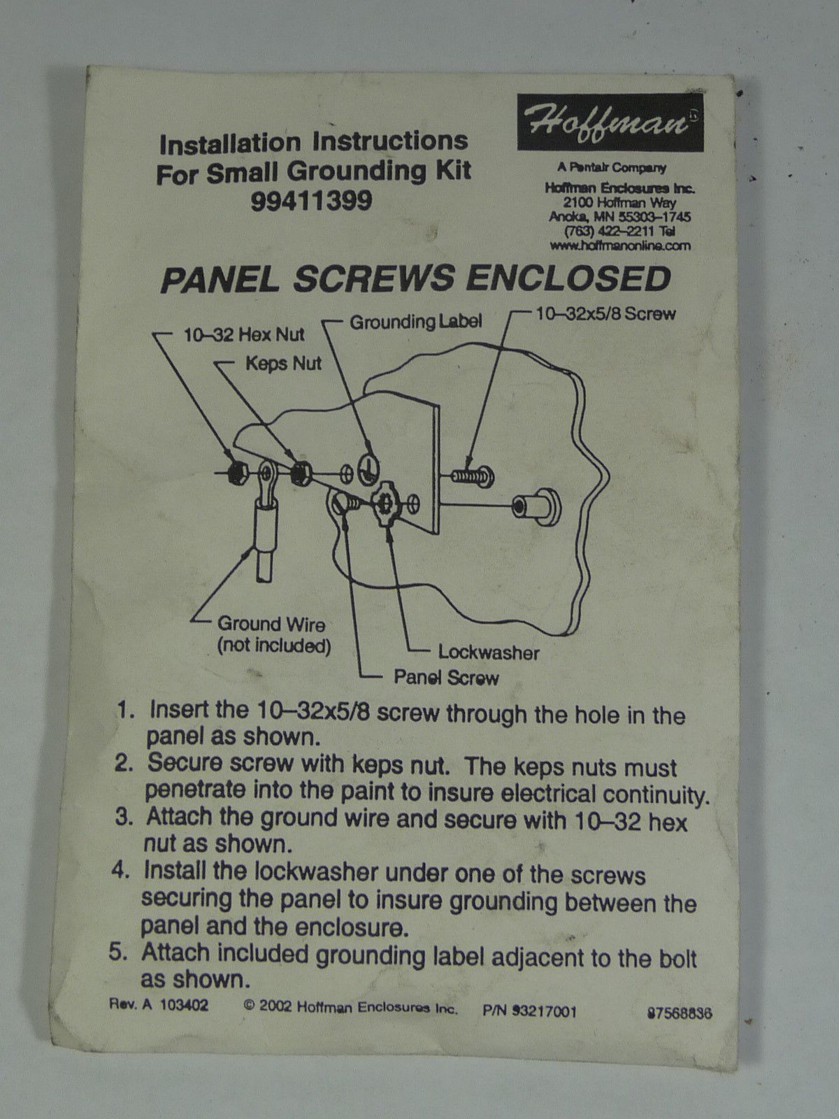 Hoffman 99411399 Ground Bar Kit ! NEW ! Industrial Automation Canada