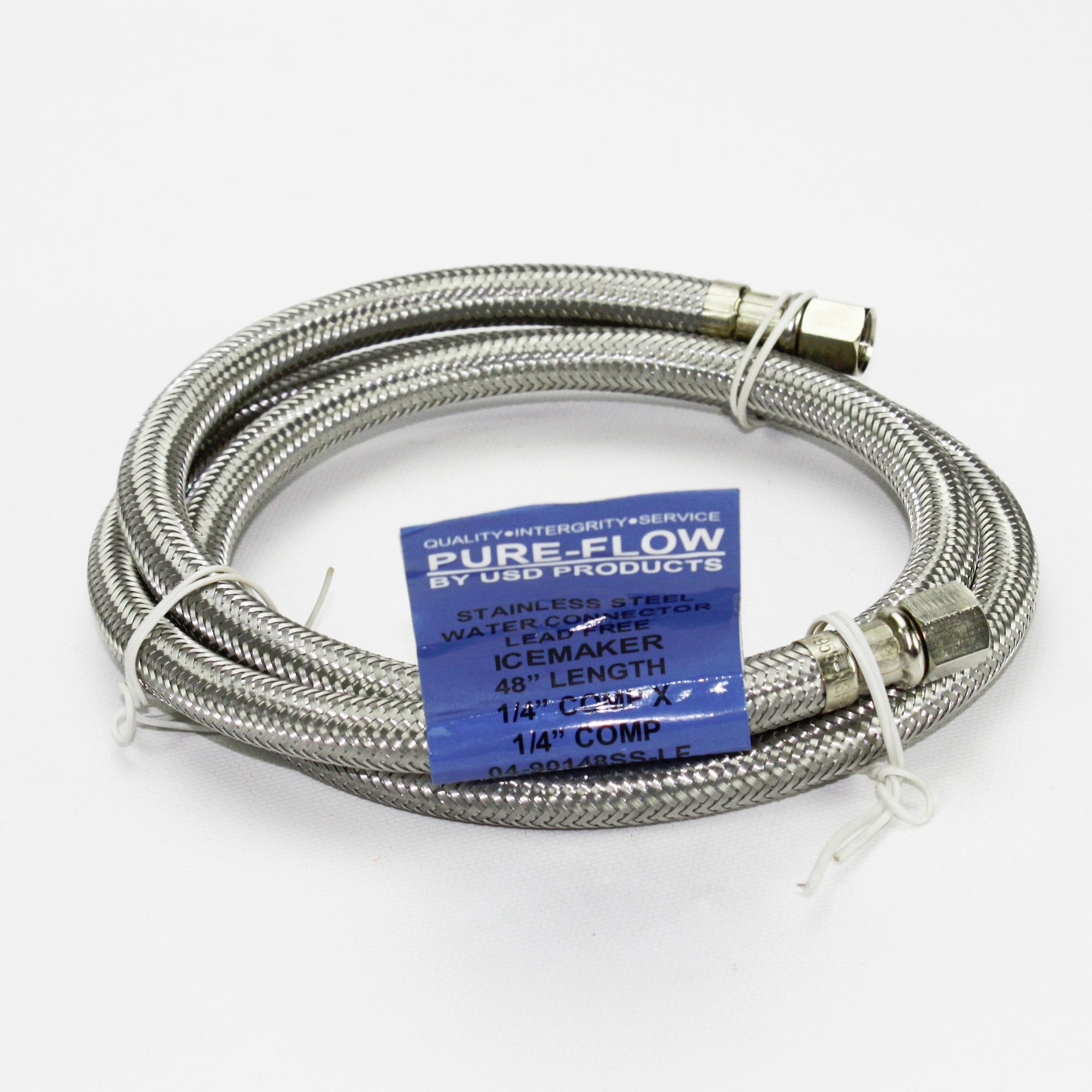 Ice Maker Stainless Steel Braided Water Line 4' Length 1/4