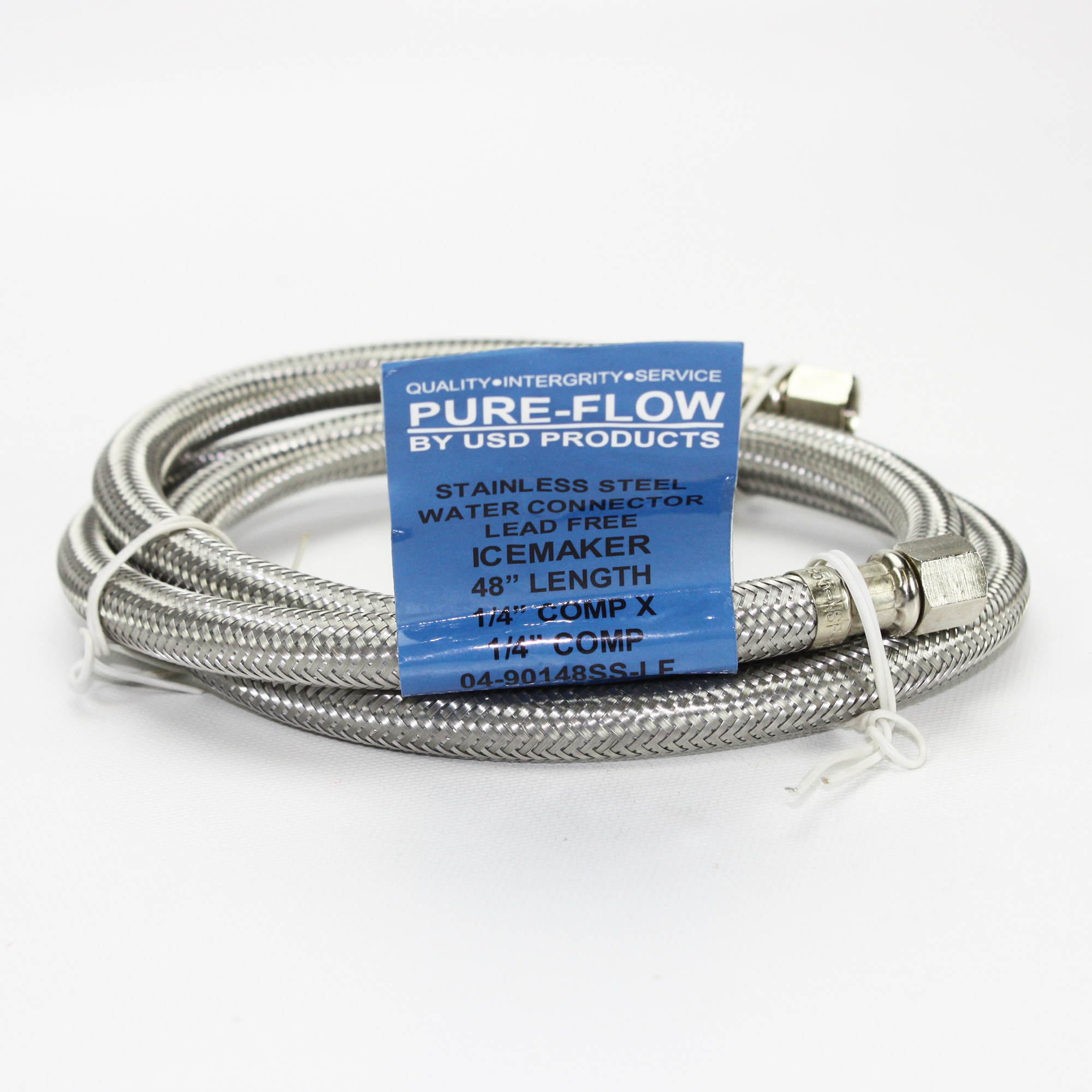 Ice Maker Stainless Steel Braided Water Line 4' Length 1/4